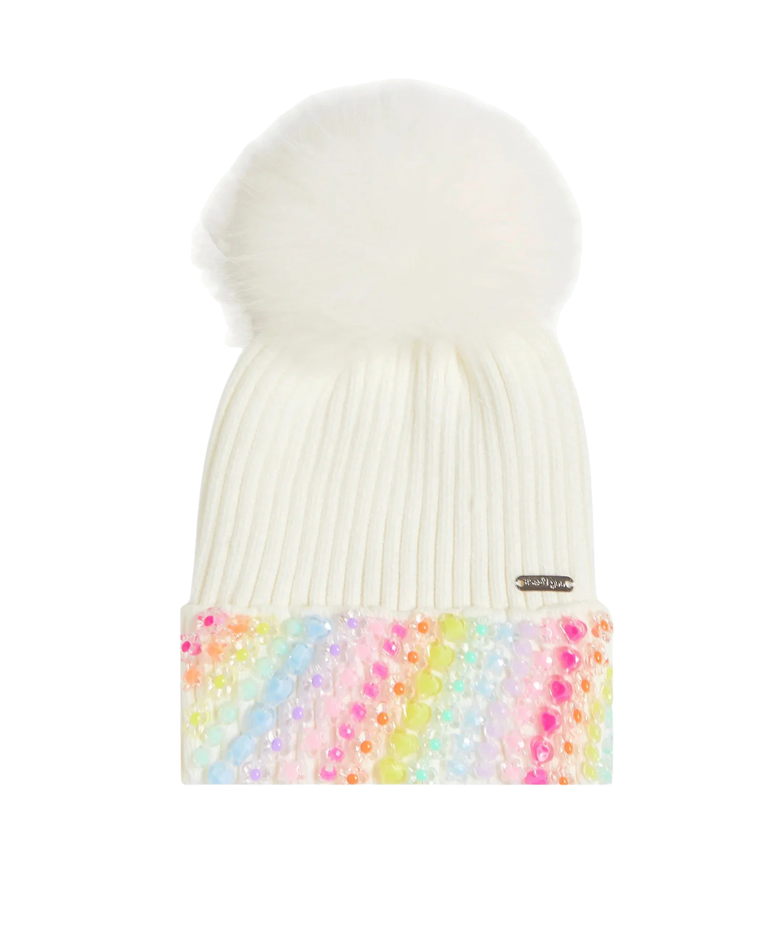 Bari Lynn Cutie Charm Cuff Winter Hat Accessories Bari Lynn Ivory One Size Fits Most (Y/7-Y/14)
