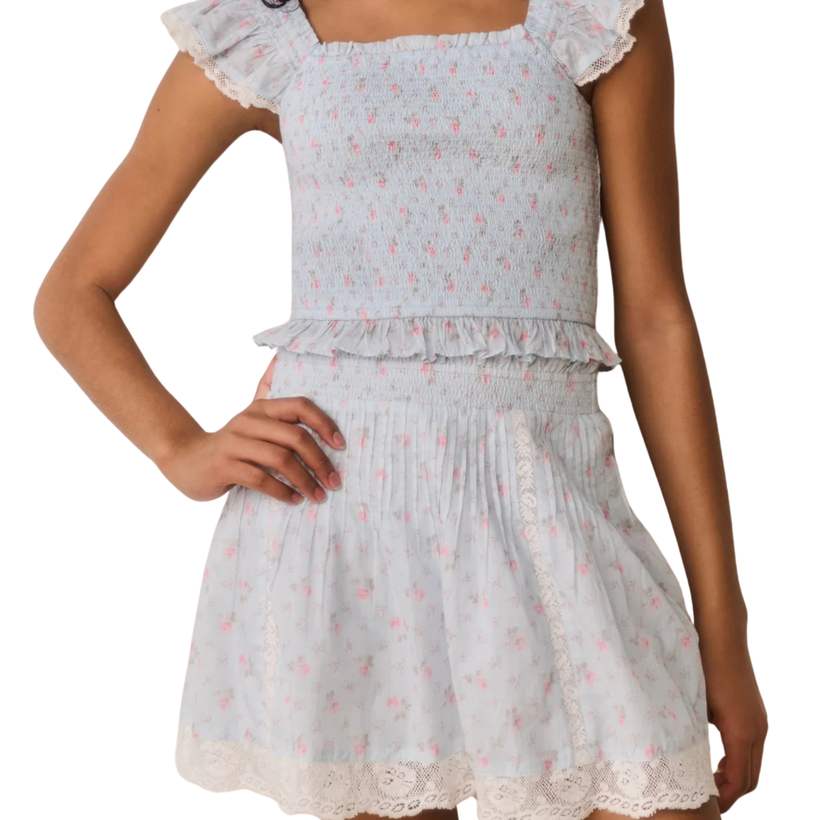 Love Shack Fancy Girls Solena Skirt Chapparal Blue