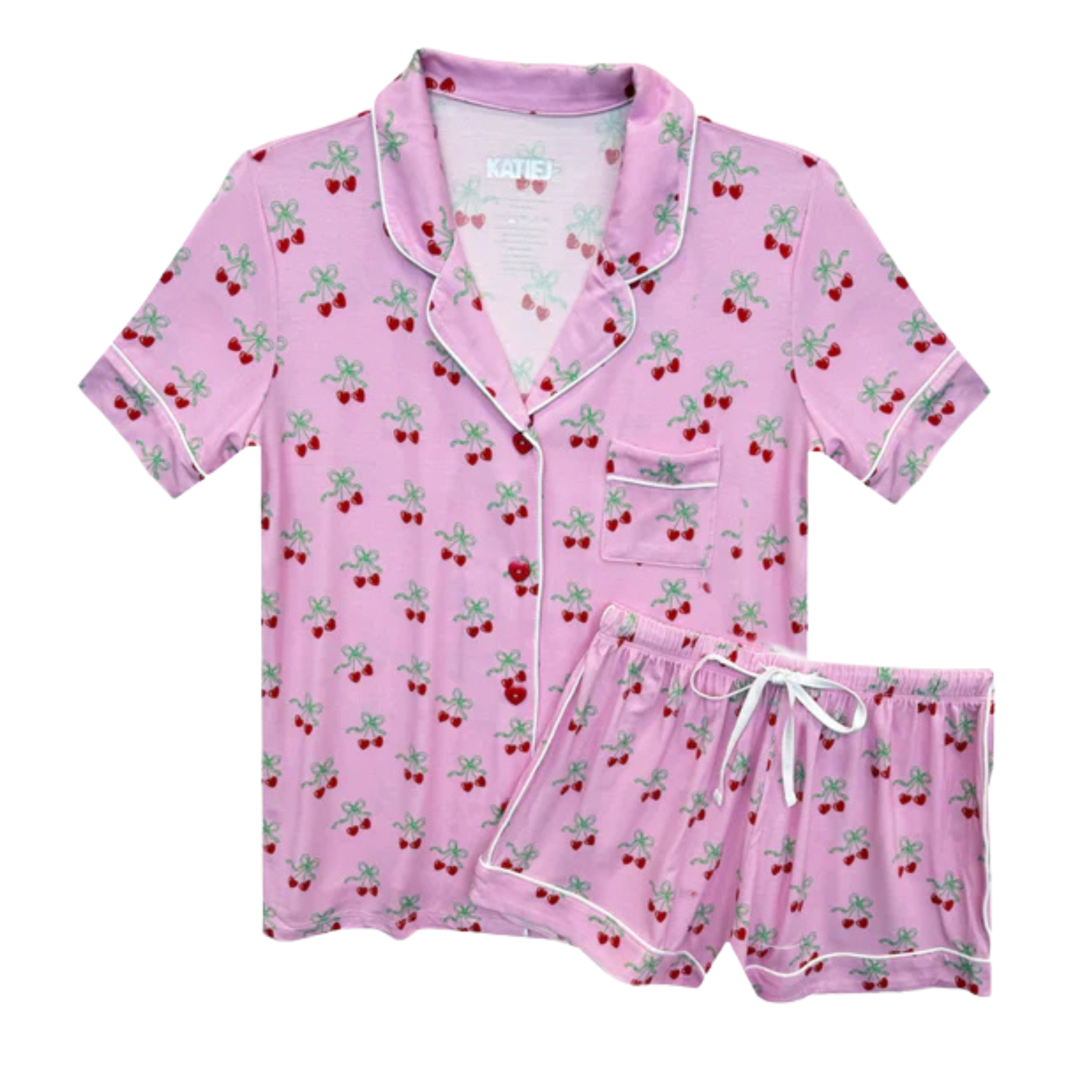 Katie J NYC Juniors Cherry Bows Lynn Shorts PJ Set Accessories Katie J NYC Multi Juniors/Women XXS