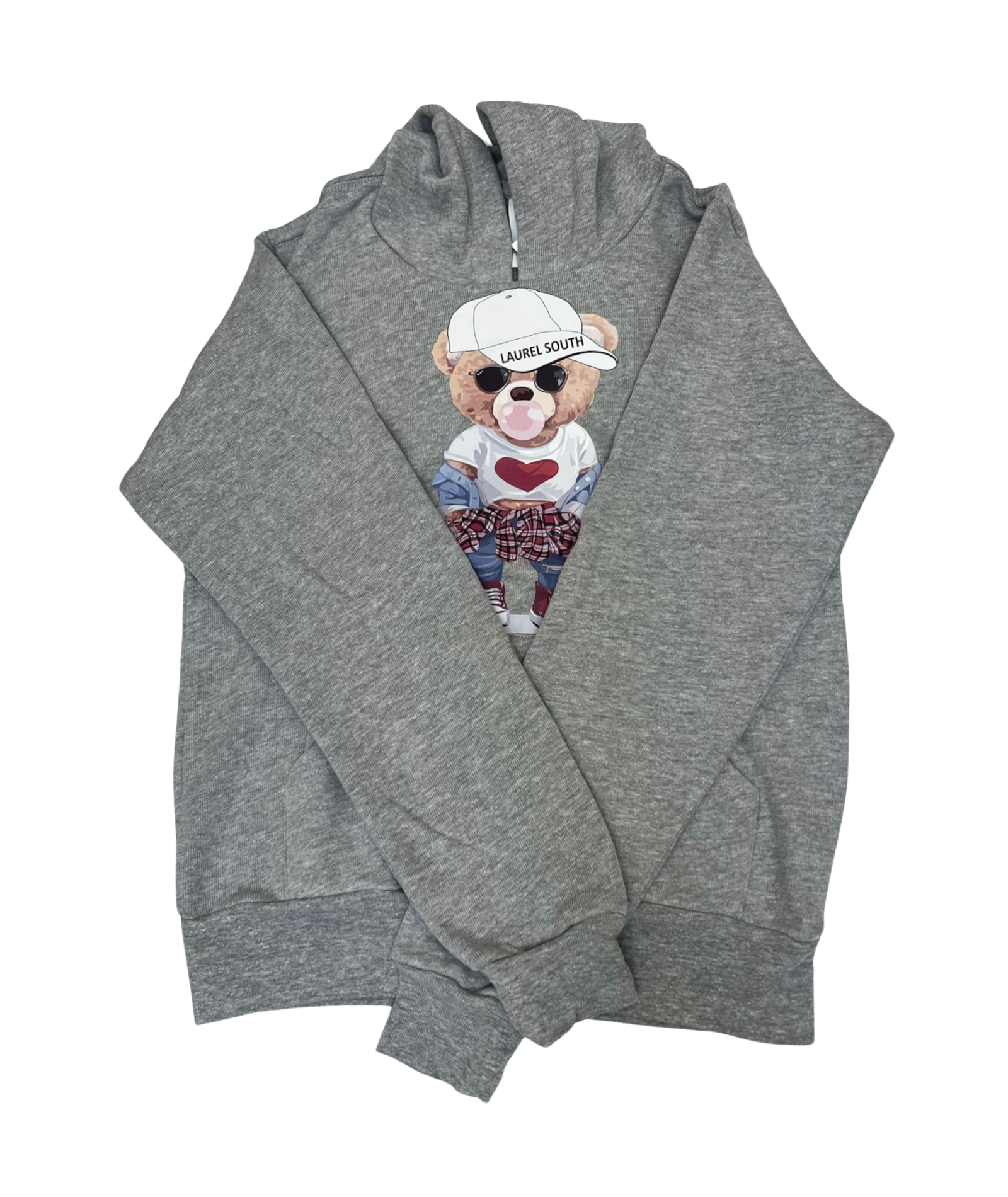 Girls Laurel South Bubble Bear Camp Hoodie Girls Casual Tops Frankie's Exclusives Grey Y/S (6/8)