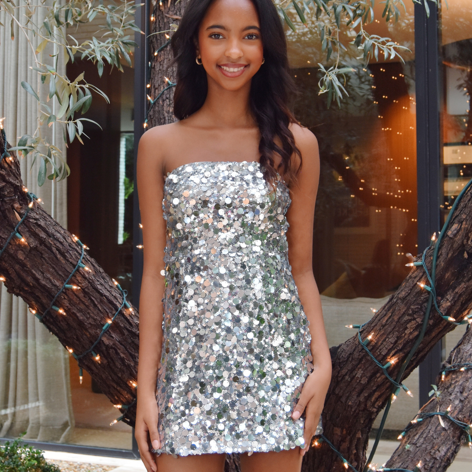 Katie J NYC Girls Robin Sequin Dress Girls Casual Dresses Katie J NYC Silver Y/S (7/8)