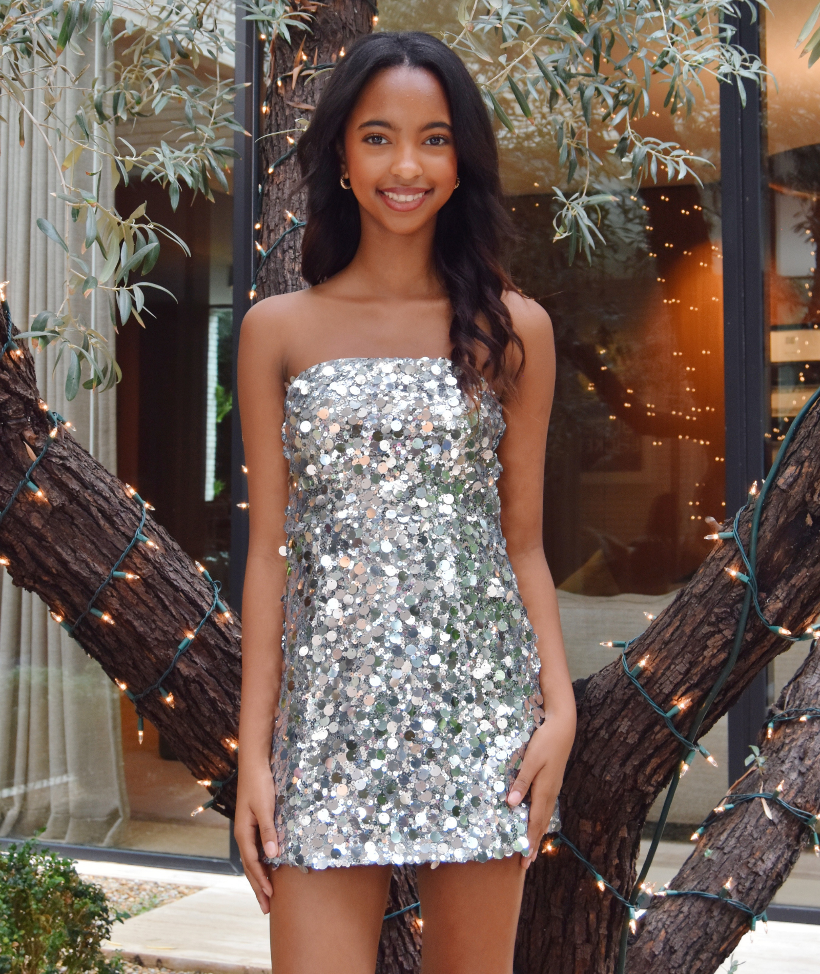 Katie J NYC Girls Robin Sequin Dress Girls Special Dresses Katie J NYC Silver Y/S (7/8)