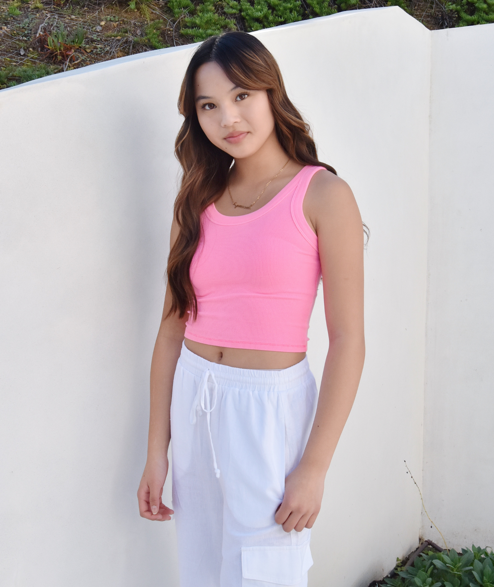 Katie J NYC Juniors Livi Long Tank Womens Casual Tops Katie J NYC