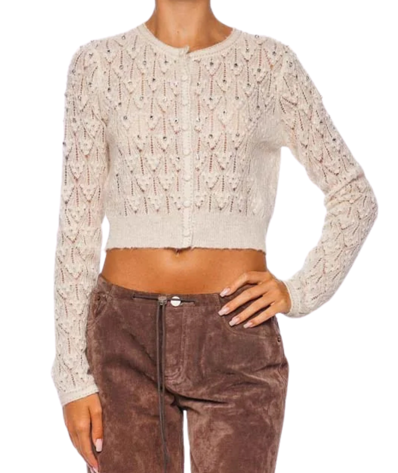 Love Shack Fancy Women Calico Cardigan Ivory Womens Casual Tops Love Shack Fancy