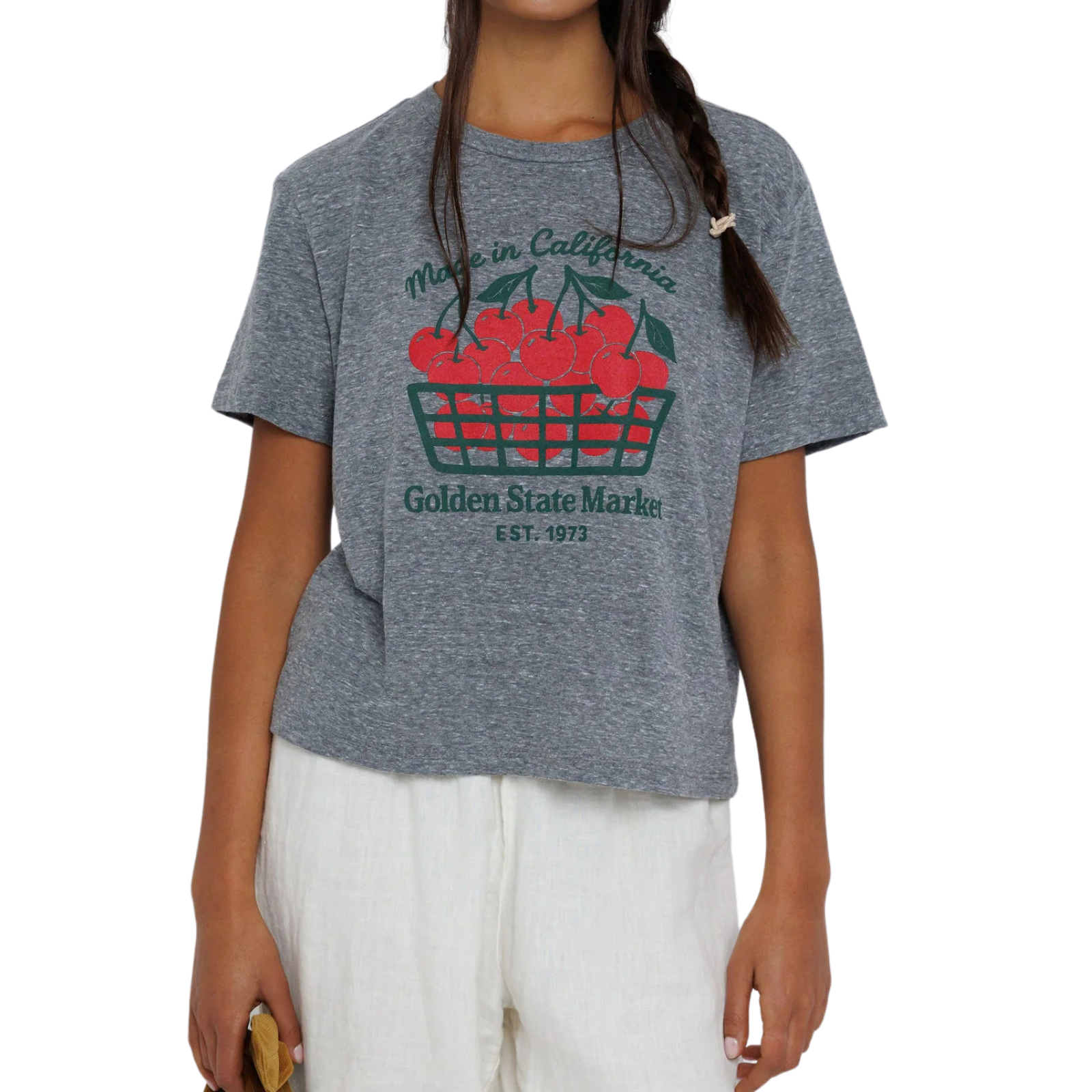 Sunny Somewhere Women California Cherries Everyday Tee Womens Casual Tops Sunny Somewhere Heather Grey Juniors/Women XS