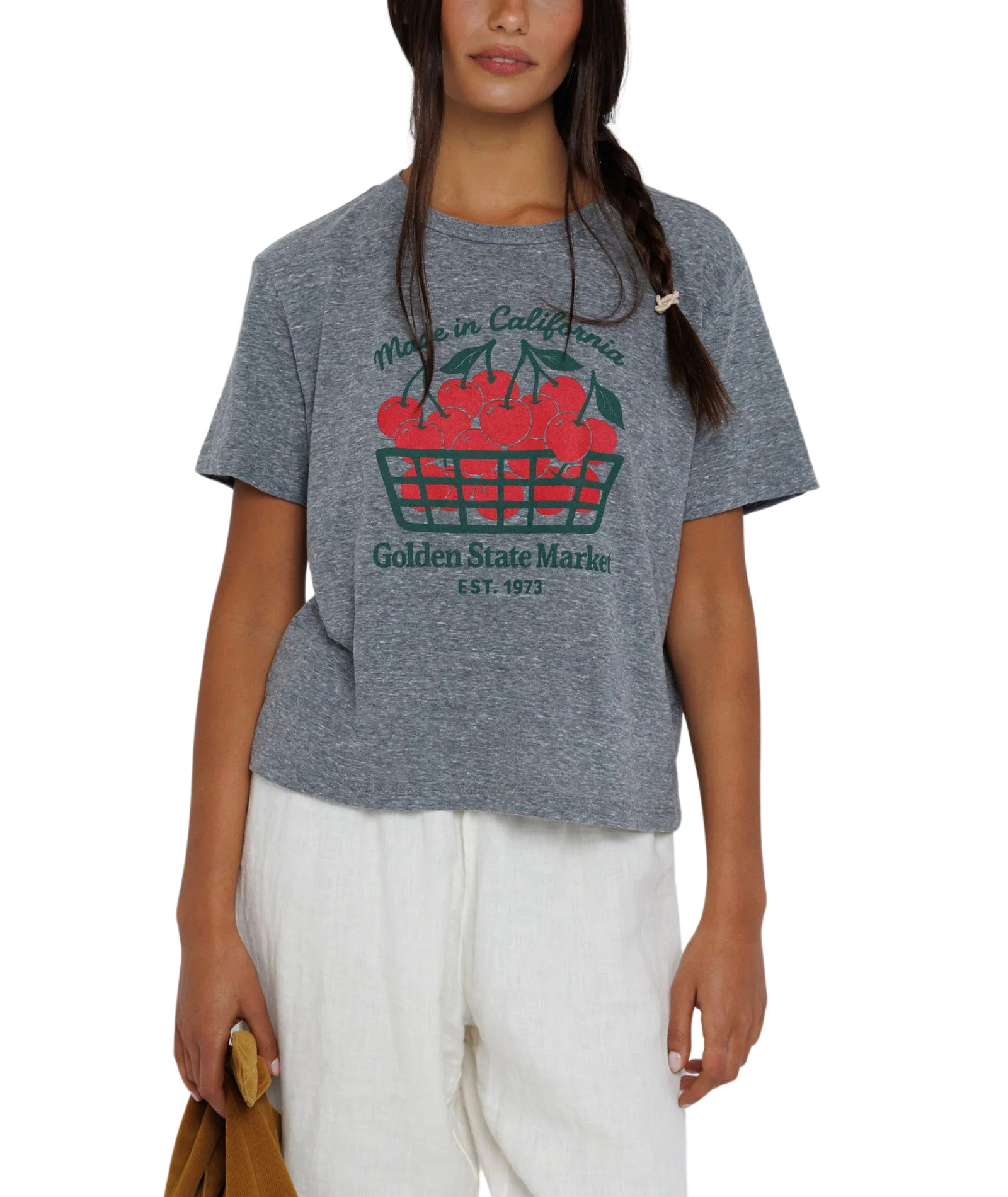 Sunny Somewhere Women California Cherries Everyday Tee Womens Casual Tops Sunny Somewhere Heather Grey Juniors/Women XS