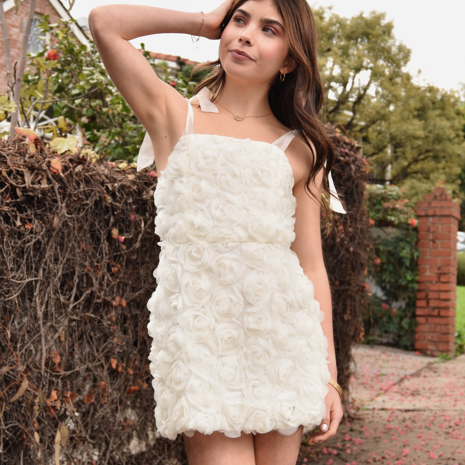 Katie J NYC Girls Bonnie Roses Dress Girls Special Dresses Katie J NYC Cream Y/S (7/8)