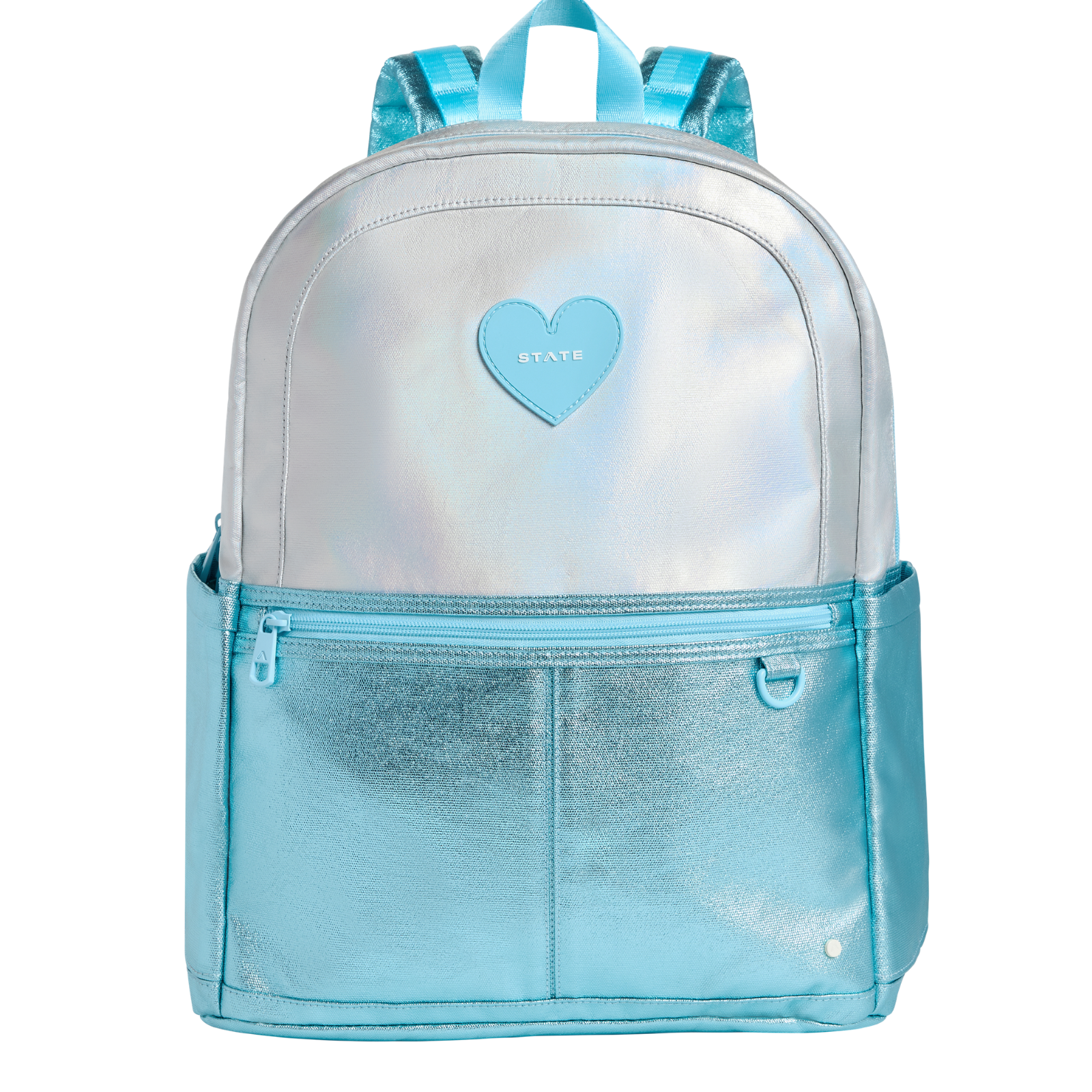 State Bags Kane Kids Double Pocket Large Backpack Blue Iridescent Heart Accessories State bags Blue