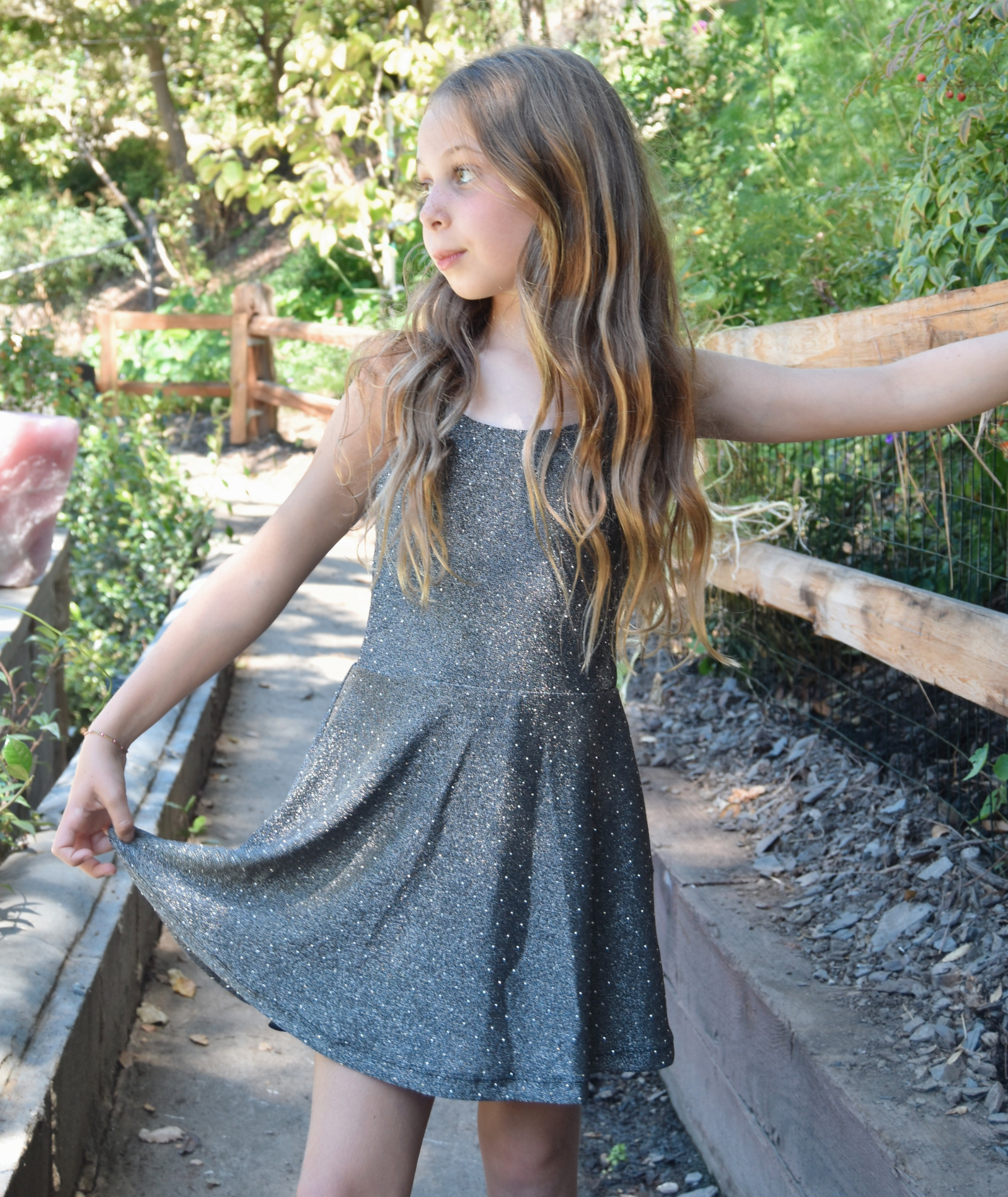 FBZ Girls Alexi Metallic Stud Skater Dress Girls Special Dresses FBZ Flowers By Zoe