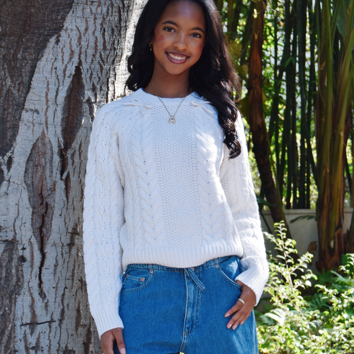 Love Shack Fancy Tween Mavita Pullover Birch Whisper