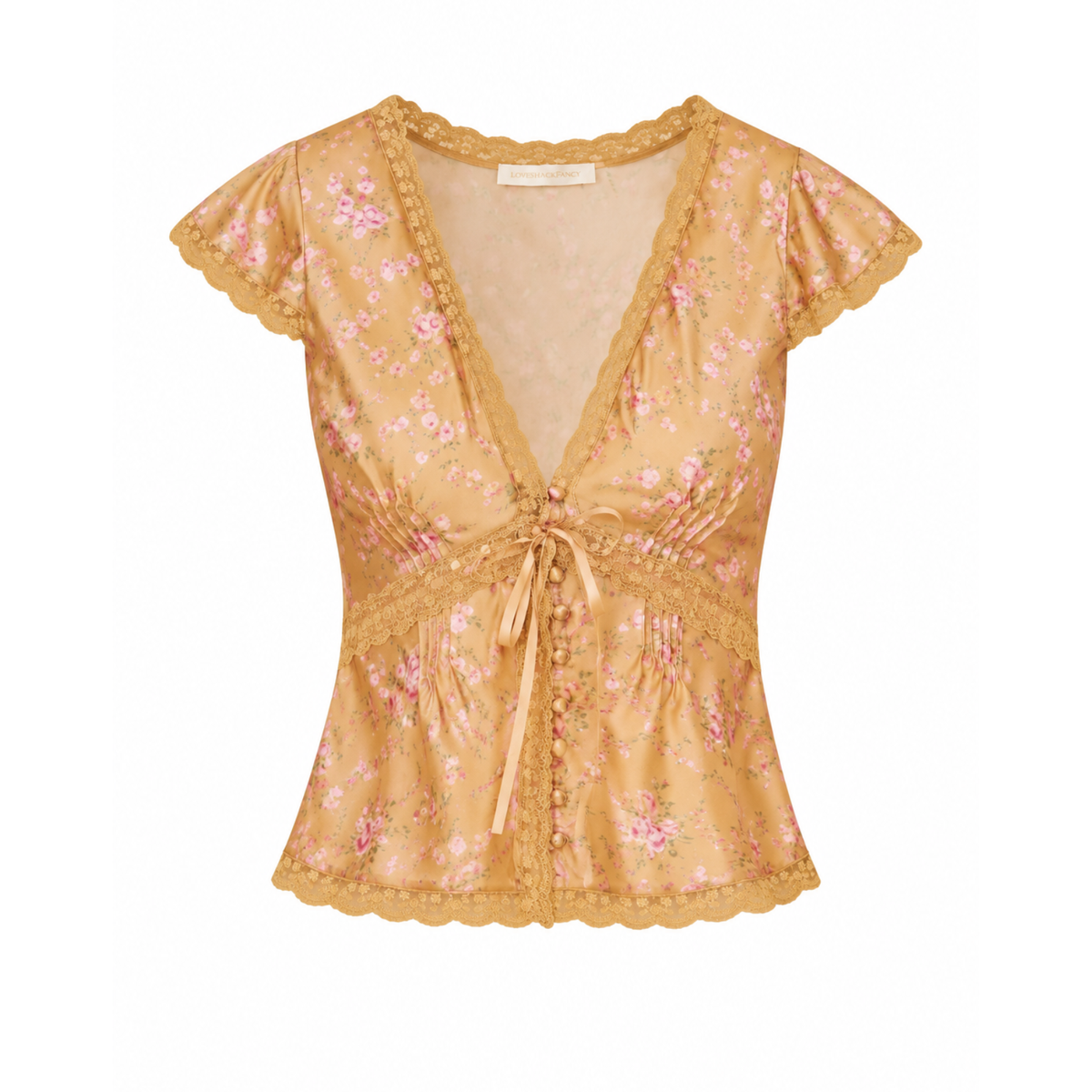 Love Shack Fancy Women Amara Top Duchess Gold Womens Casual Tops Love Shack Fancy Gold Juniors/Women 00
