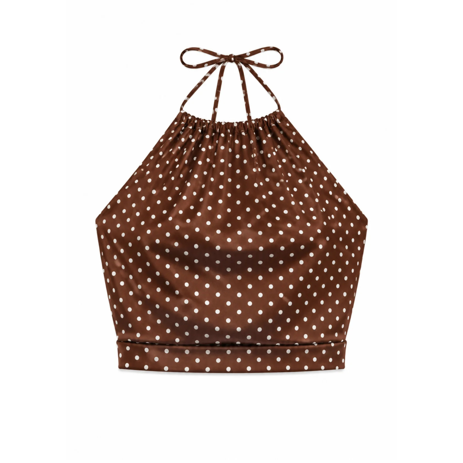 Katie J NYC Girls Anastasia Reversible Halter Top Espresso Polka Dot Bandana