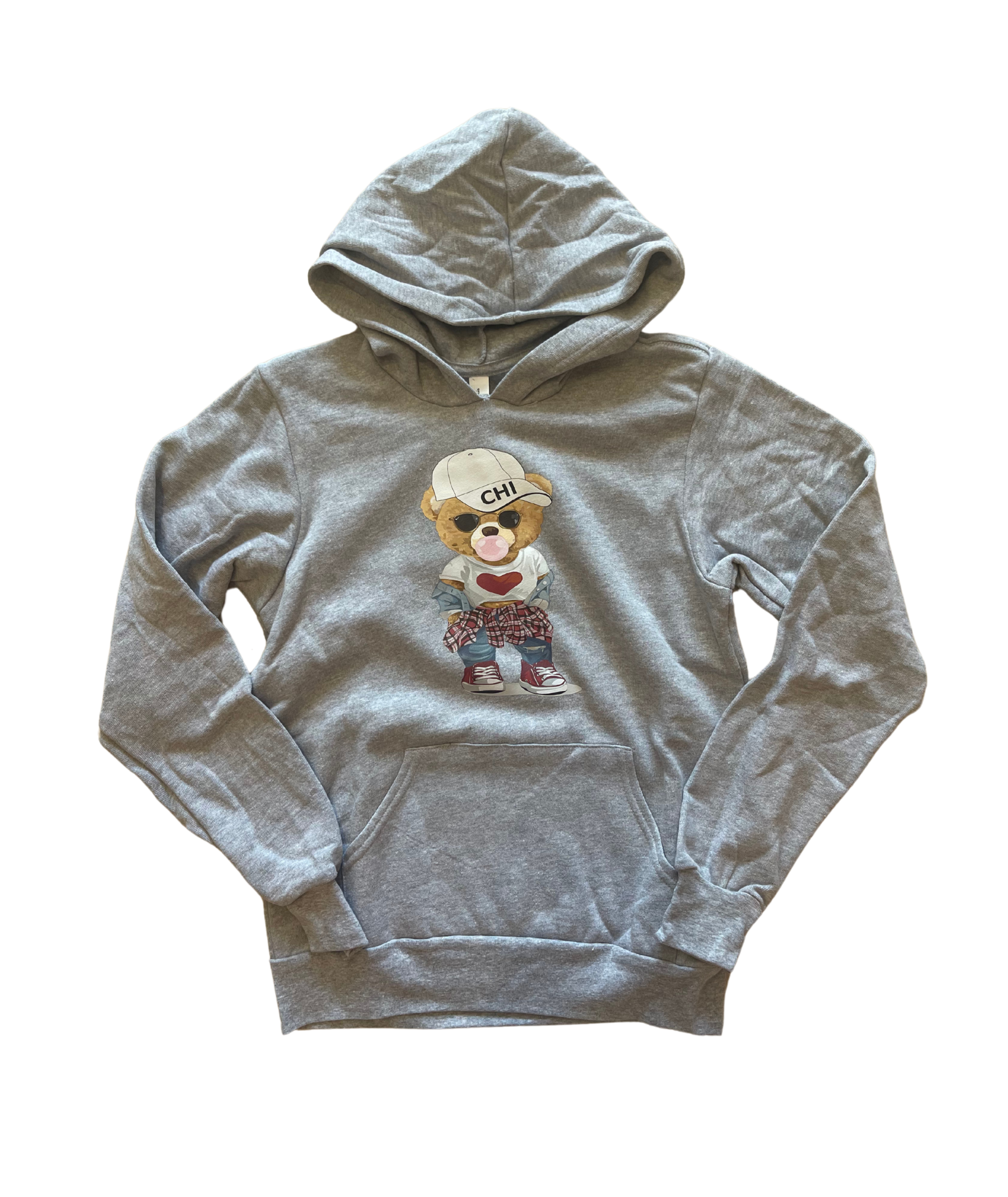 Girls Camp Chi Bubble Bear Camp Hoodie Distressed/seasonal girls Frankie's Exclusives Grey Y/S (6/8)