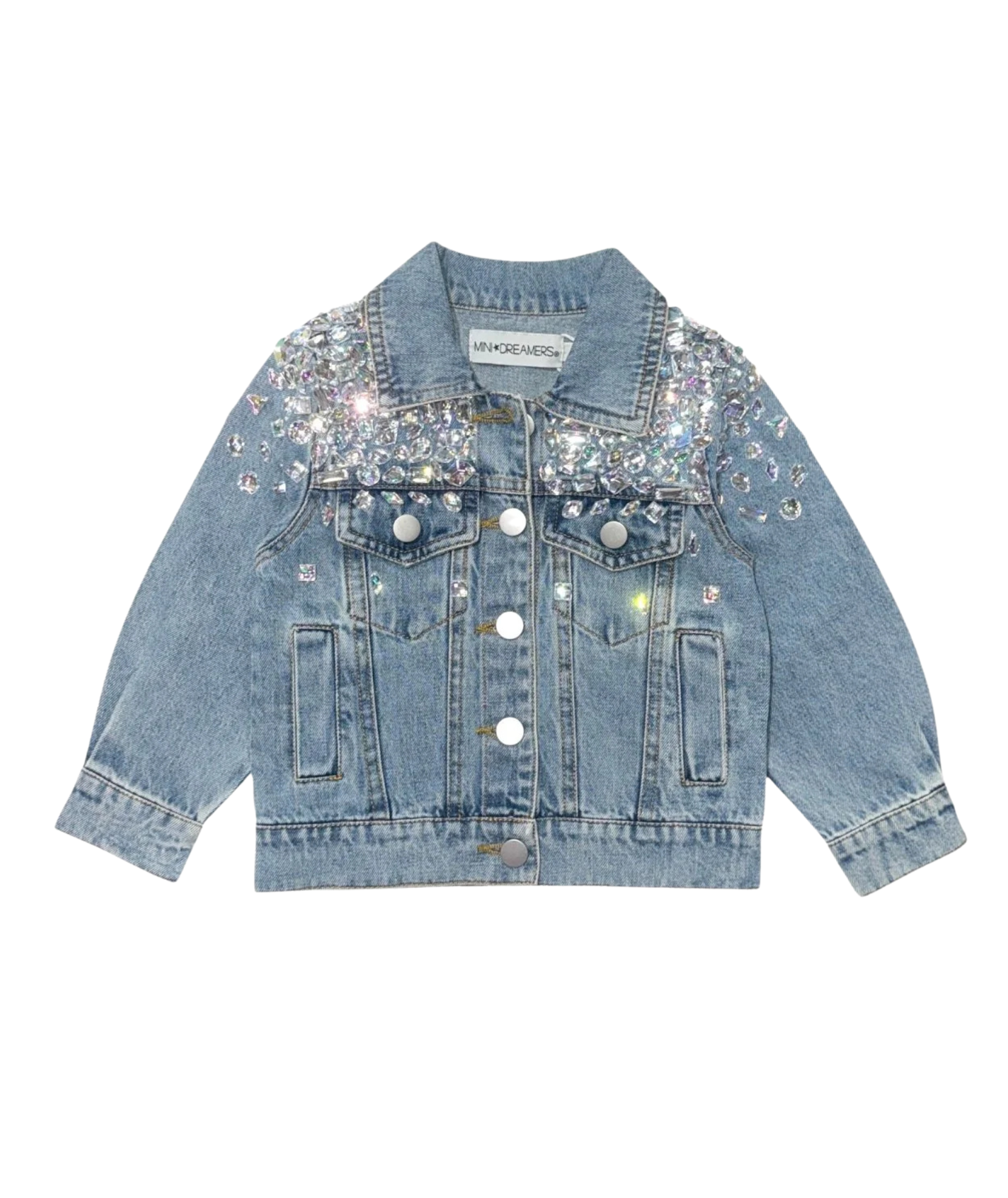 Mini Dreamers Girls Hazel Gem Stone Jean Jacket Girls Casual Tops Mini Dreamers