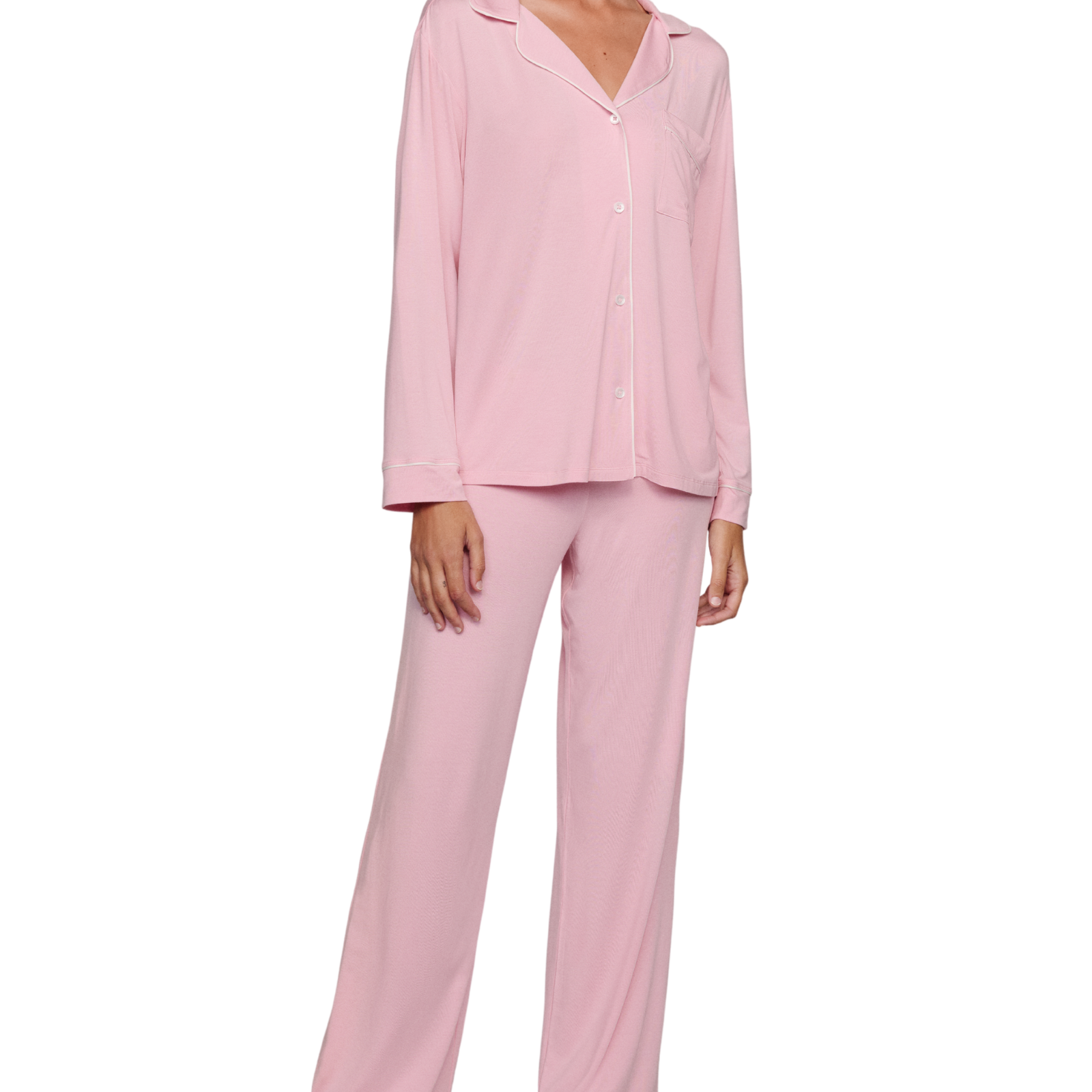Eberjey Women Gisele Long PJ Set Pink Nectar/Ivory Accessories Eberjey Pink Juniors/Women XXS