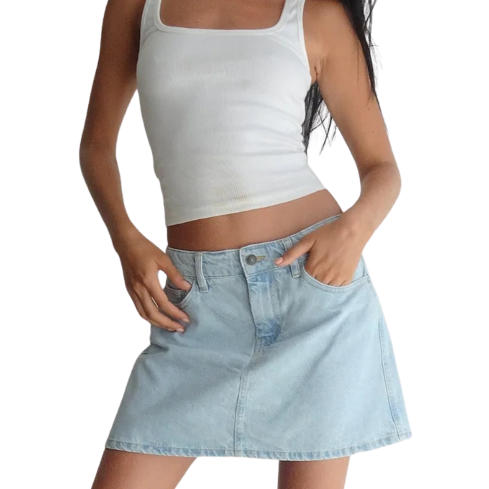 Motel Rocks Women Mini A-Line Skirt Blue Bleach Womens Denim Motel Rocks Denim Juniors/Women XS