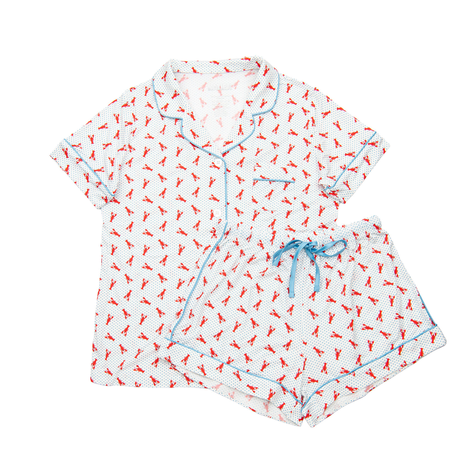 Katie J NYC Juniors Lobster Polka Dot Lynn Shorts PJ Set Accessories Katie J NYC Multi Juniors/Women XXS