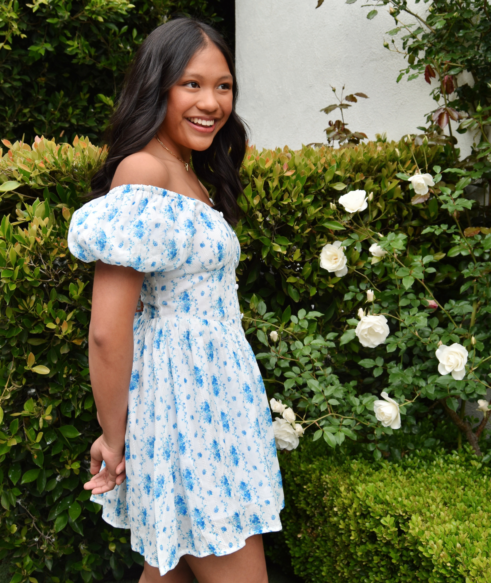 Katie J NYC Juniors Santorini Stripe Floral Greta Dress Distressed/seasonal womens Katie J NYC