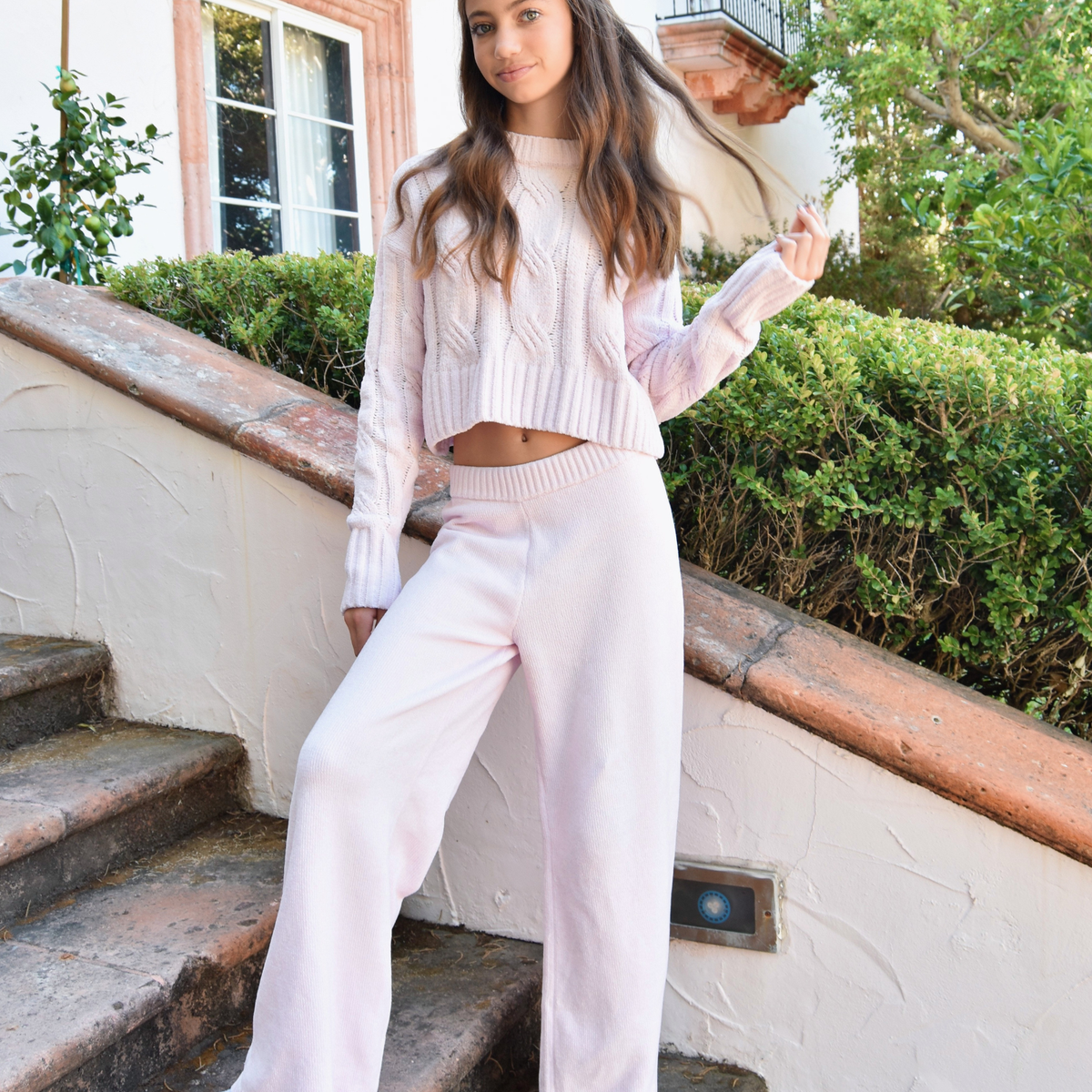 Katie J NYC Girls Elena Chenille Cable Knit Sweater
