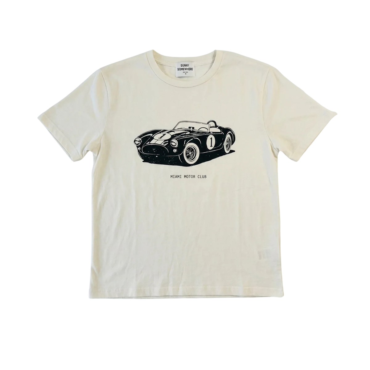 Sunny Somewhere Women Miami Motor Everyday Tee Womens Casual Tops Sunny Somewhere White Juniors/Women XS