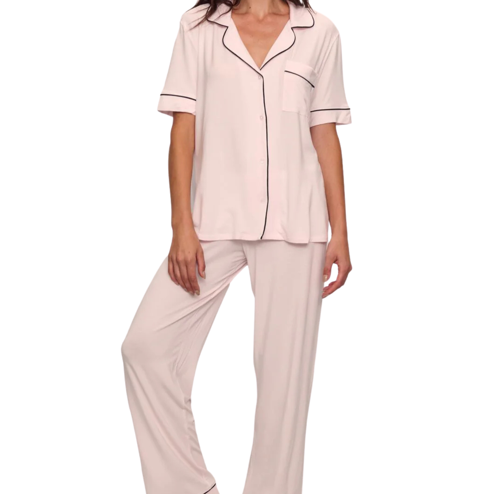 Eberjey Women Gisele Short Sleeve Pants PJ Set Sorbet/Black