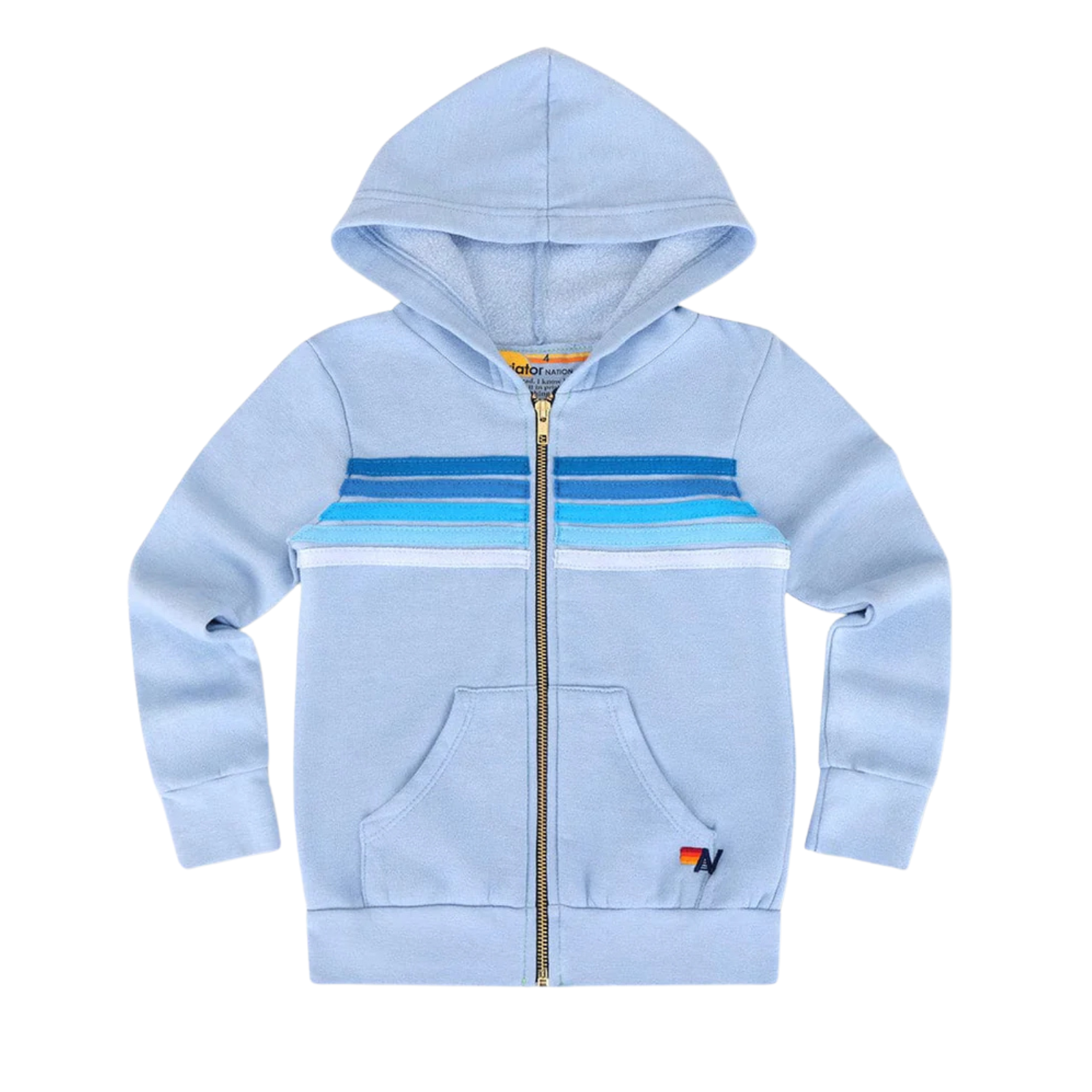 Aviator Nation Kids 5 Stripe Zip Hoodie Ice