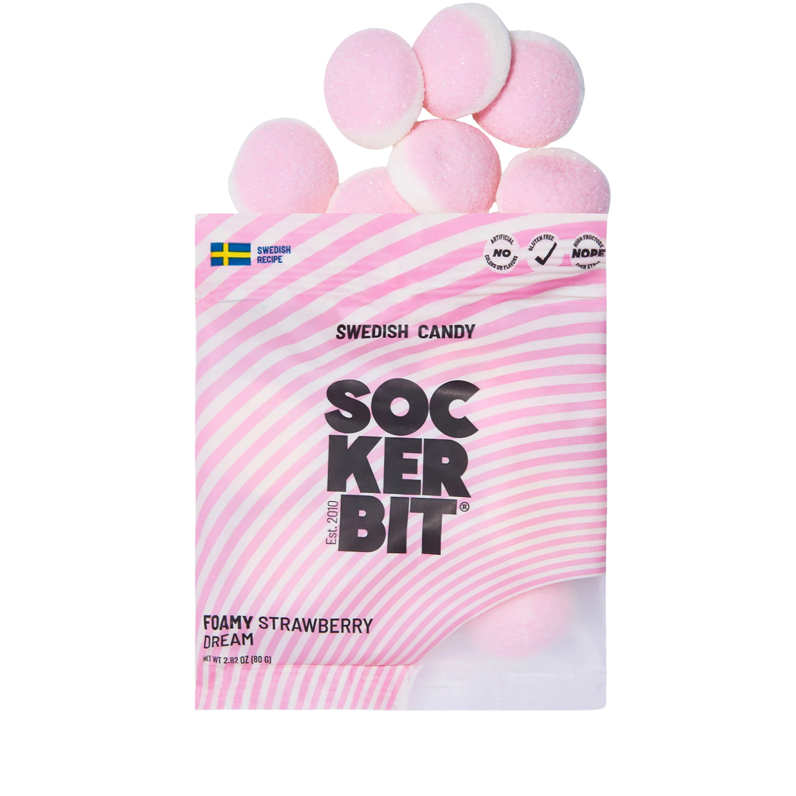 Sockerbit Foamy Strawberry Dream Swedish Candy Bag Accessories Frankie's Exclusives Multi