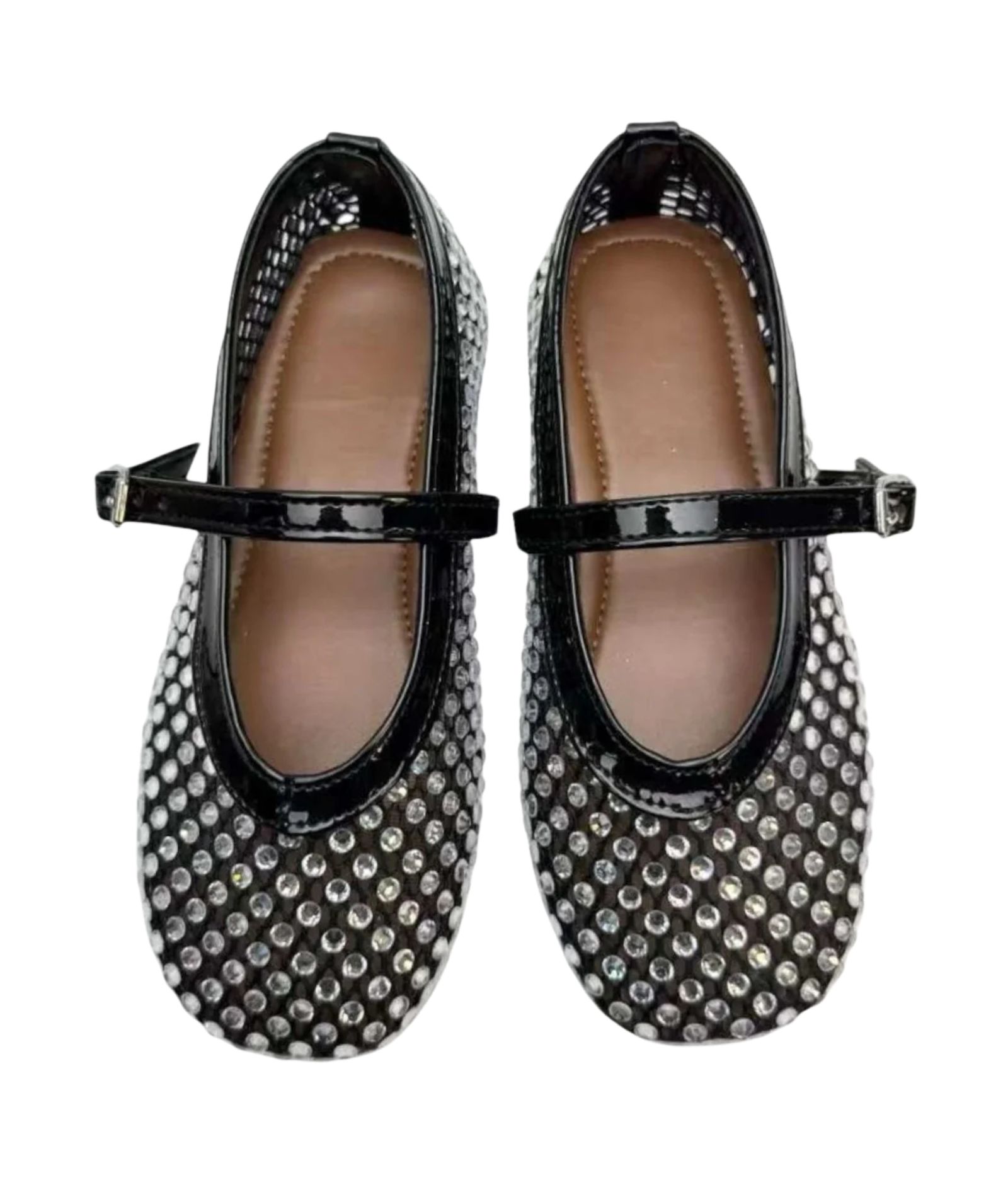 Mini Dreamers Girls Lala Mesh Crystal Ballet Flats Accessories Mini Dreamers Black Shoes/33