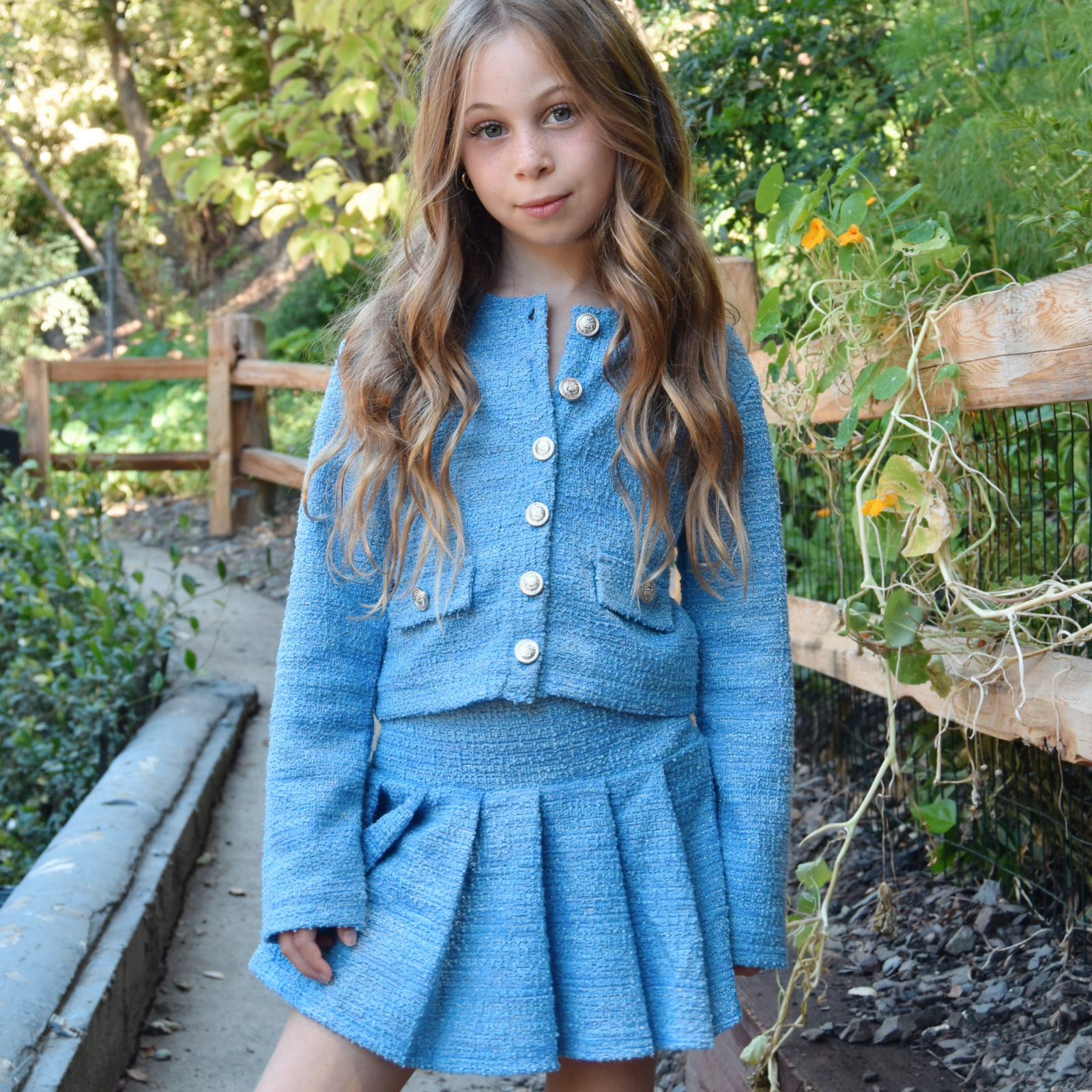 FBZ Girls Georgina Tweed Jacket Girls Special Tops FBZ Flowers By Zoe Blue Y/S (7/8)