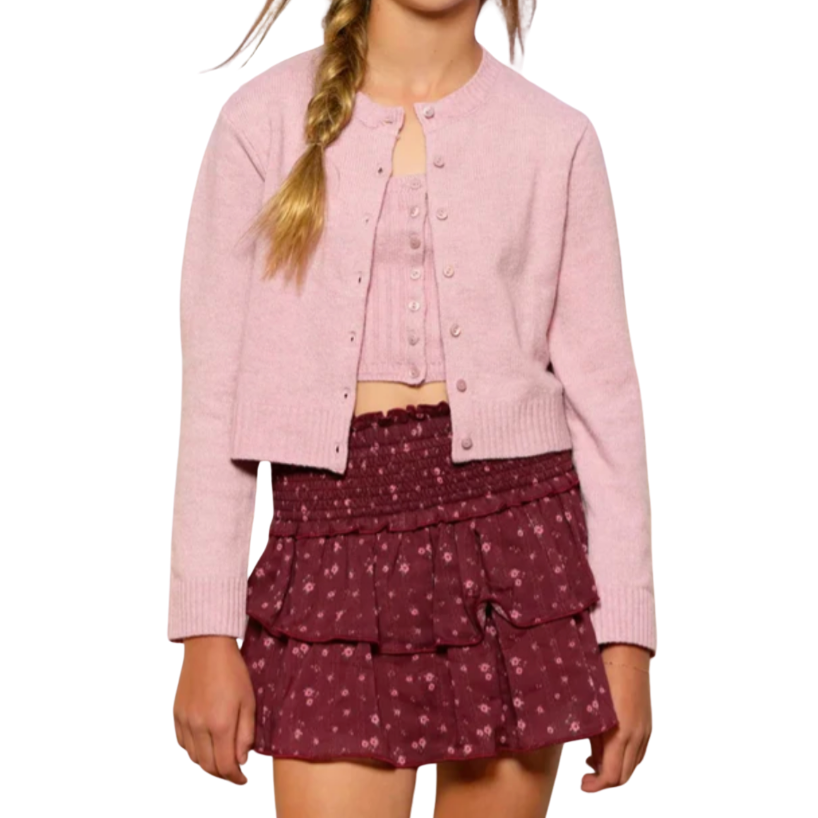 Katie J NYC Girls Bianca Skirt Burgundy Floral