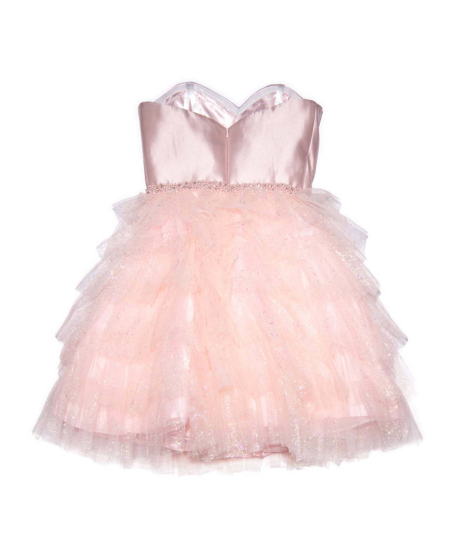 Jovani Girls Barbie Strapless Tiered Tulle Mini Dress Pink Girls Special Dresses Jovani