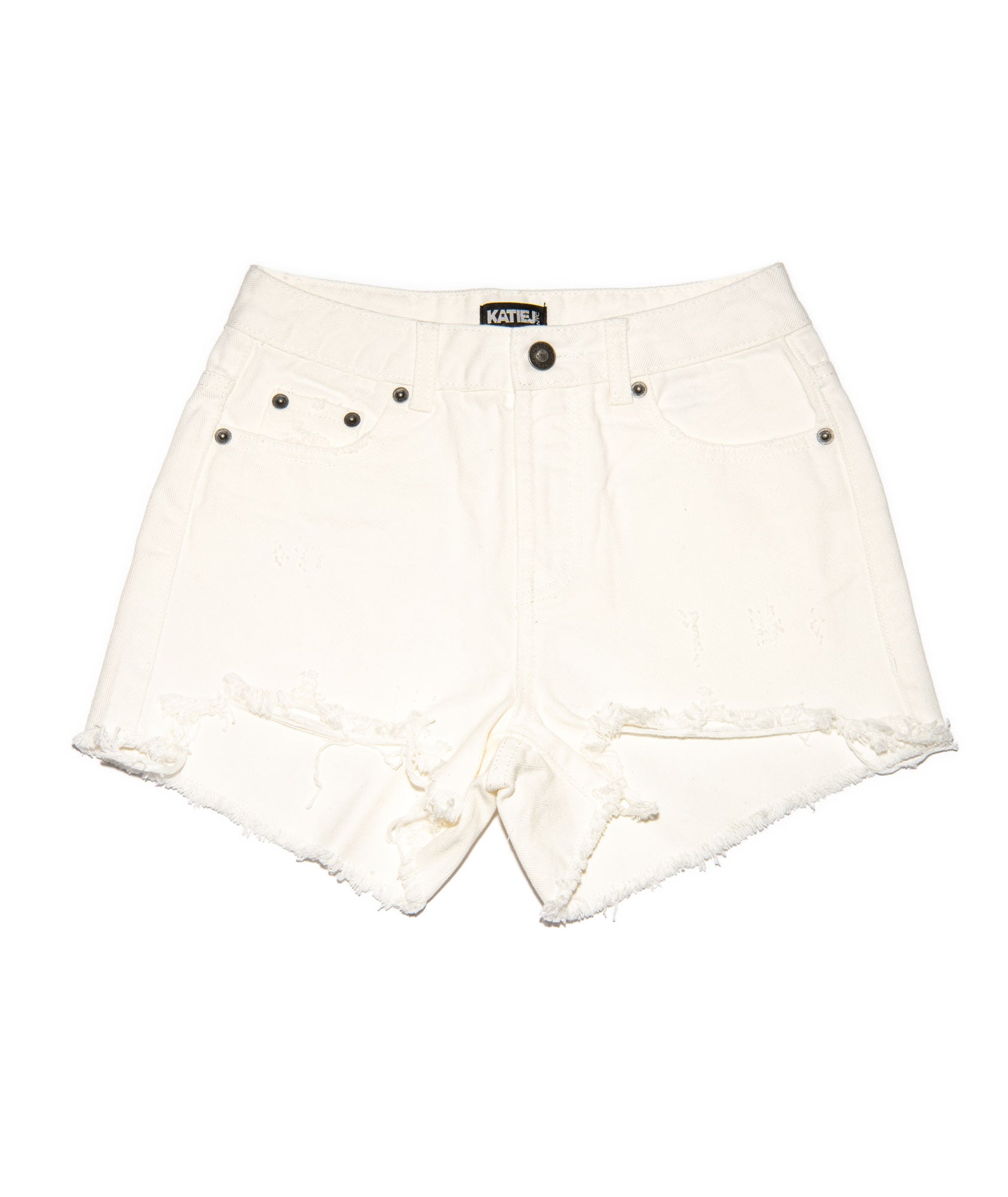 Katie J NYC Juniors Malibu White Jean Shorts Distressed/seasonal womens Katie J NYC