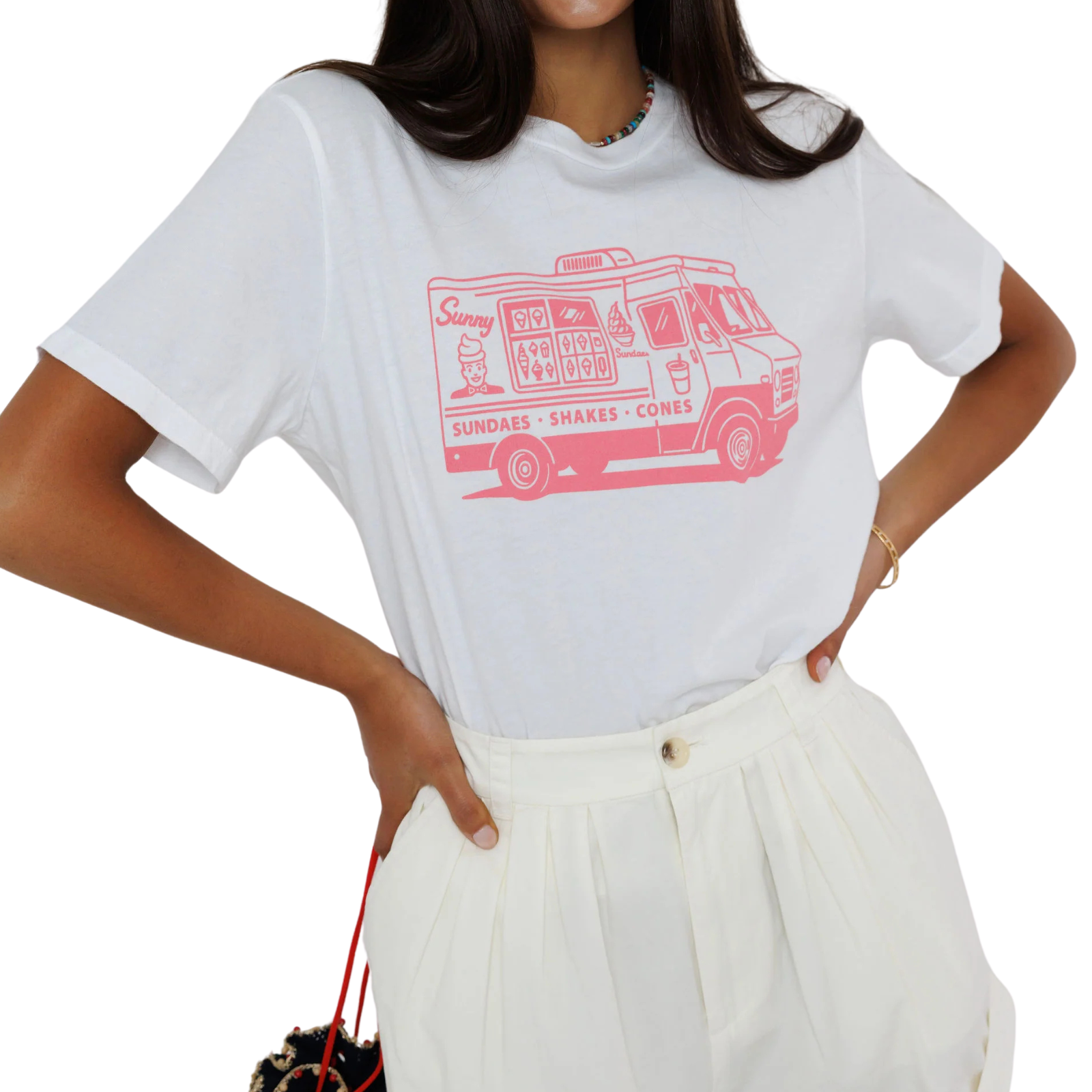 Sunny Somewhere Women Sunny Ice Cream Everyday Tee Womens Casual Tops Sunny Somewhere White Juniors/Women XS