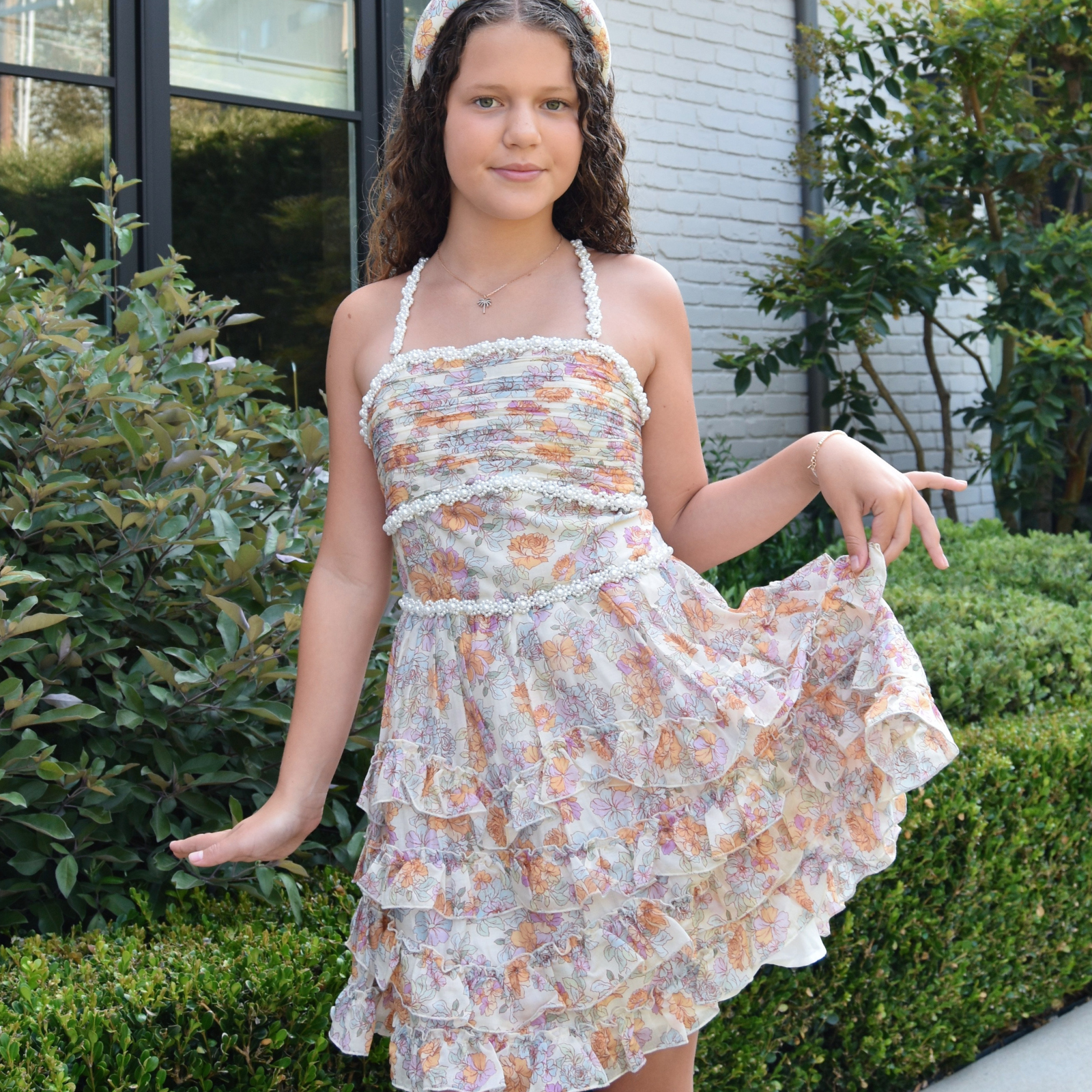 Marlo Girls Posie Mini Dress Girls Special Dresses Marlo Floral Y/S (7/8)