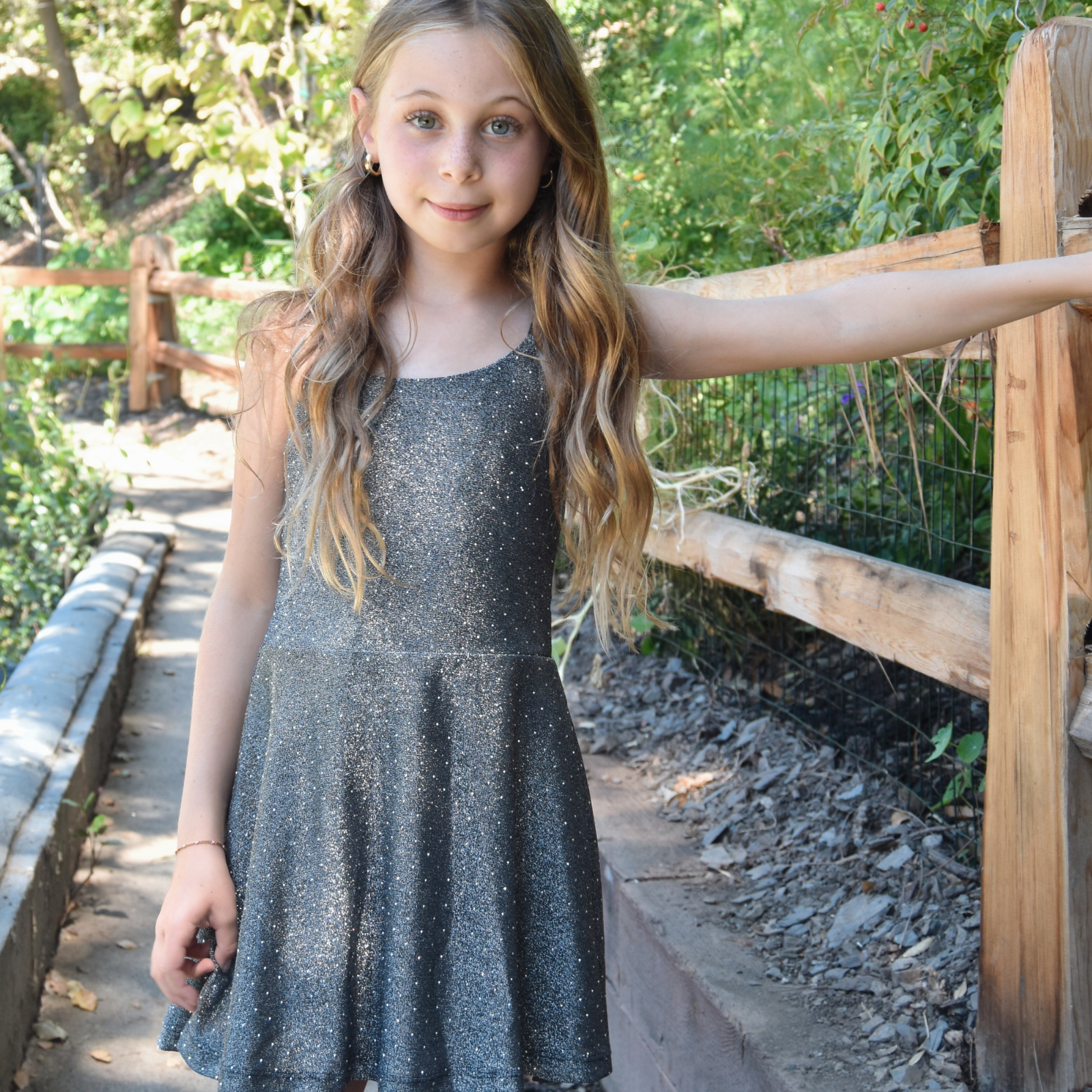 FBZ Girls Alexi Metallic Stud Skater Dress Girls Special Dresses FBZ Flowers By Zoe Grey Y/6