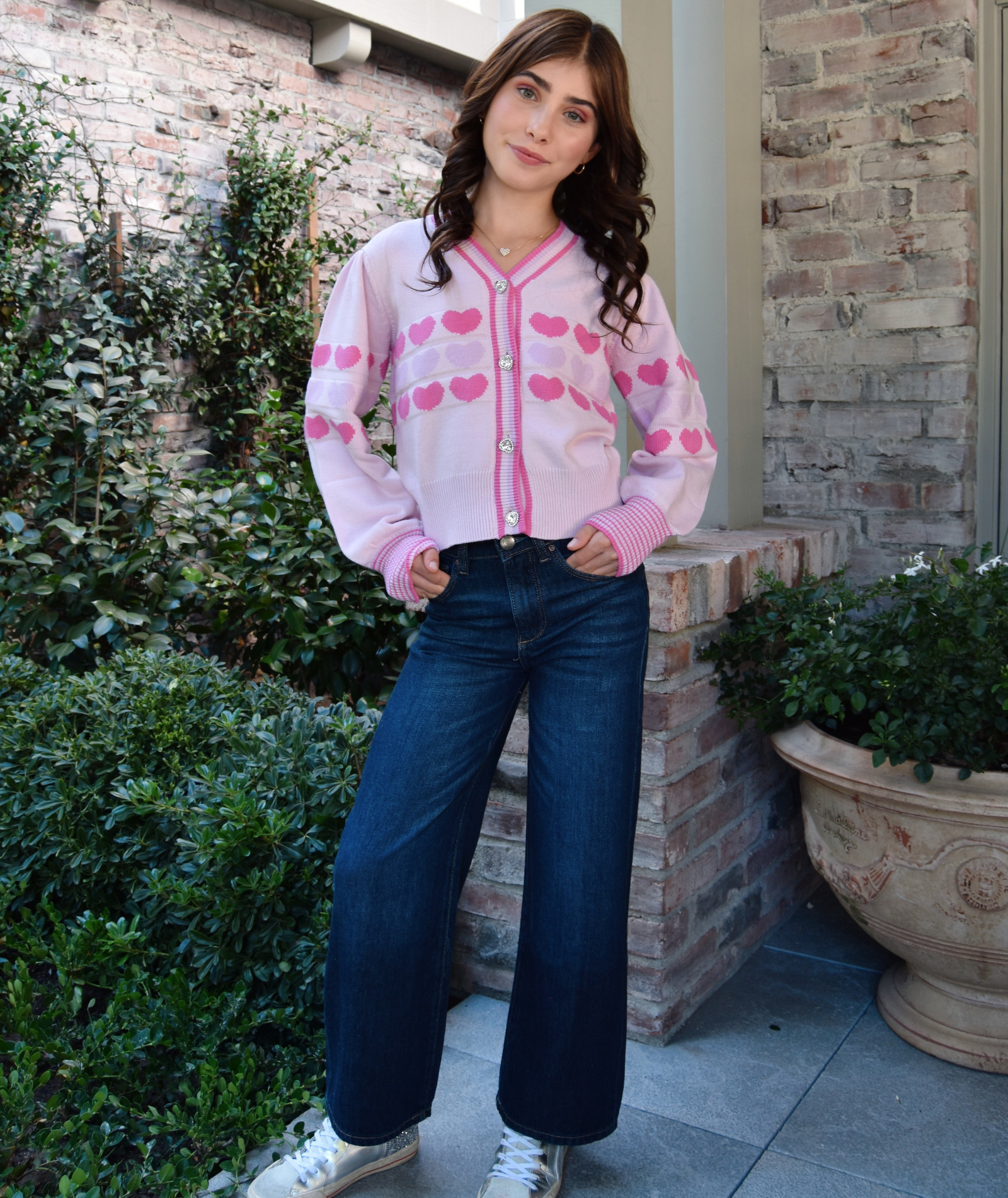 Mini Dreamers Girls Celine Heart Cardigan Girls Casual Tops Mini Dreamers