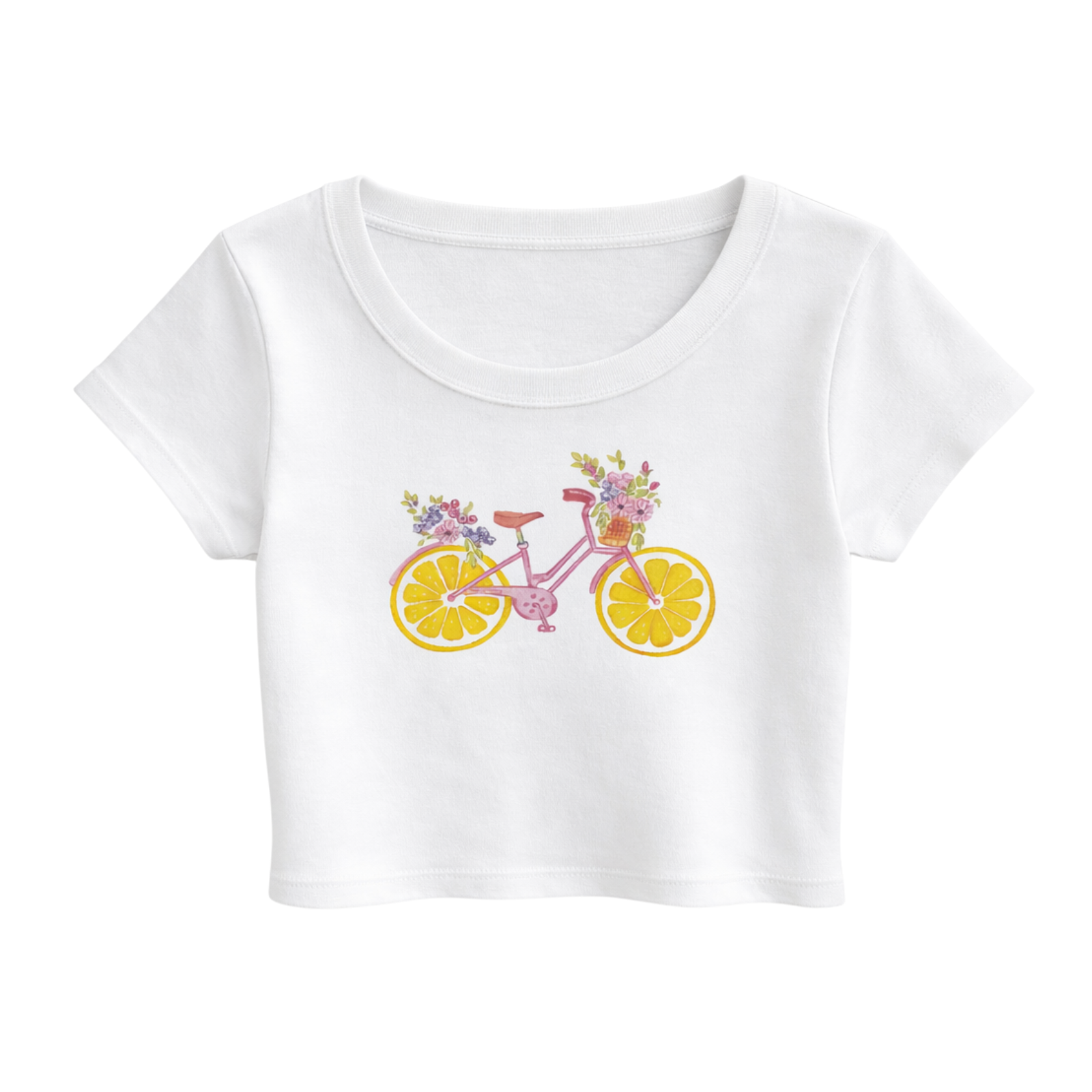 Katie J NYC Girls Lemon Bike Tee Girls Casual Tops Katie J NYC White Y/S (7/8)