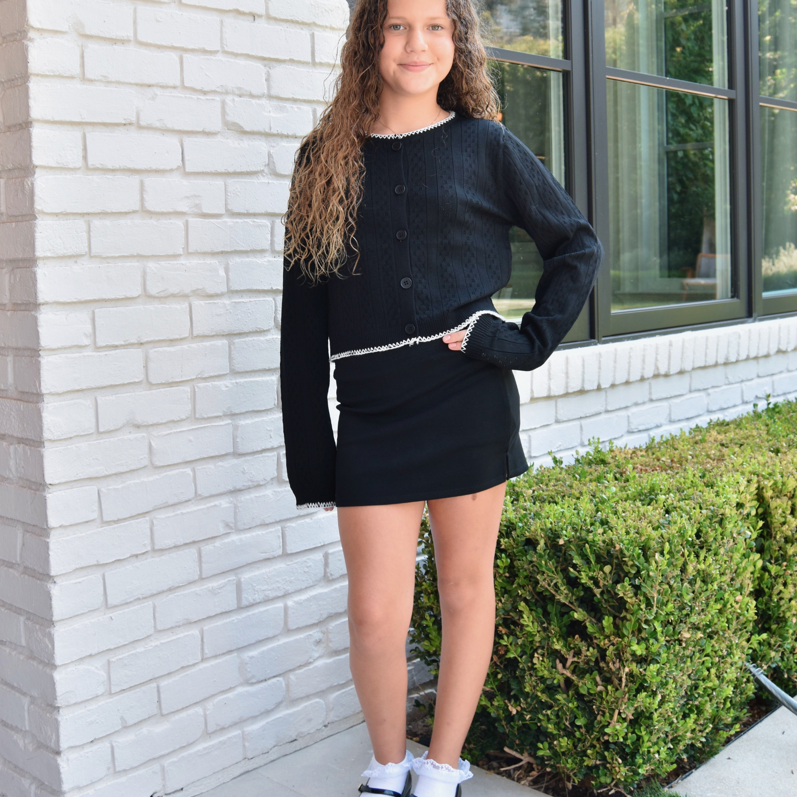 Gold Rush NYC Girls Liv Stretch Mini Skort Girls Casual Bottoms Gold Rush NYC Black Y/S (7/8)