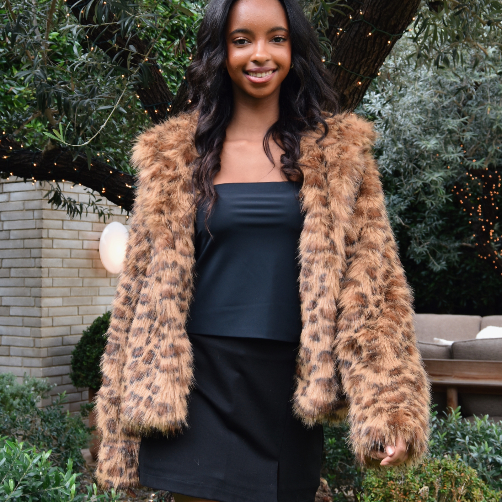 Motel Rocks Women Joji Leopard Faux Fur Jacket Womens Casual Tops Motel Rocks Animal Print Juniors/Women XXS