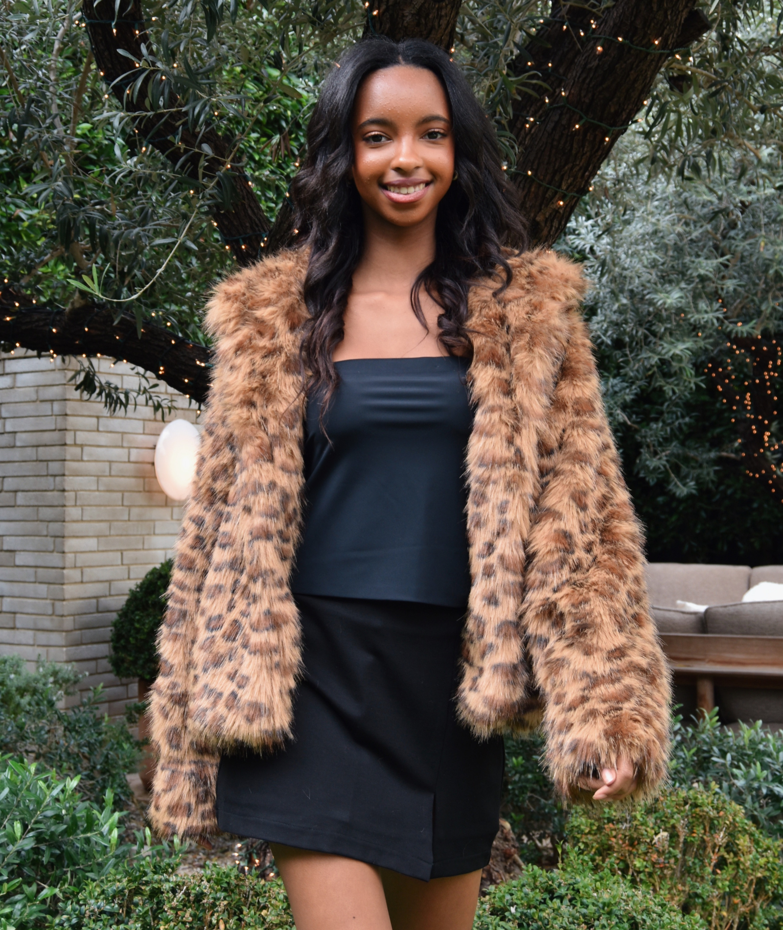 Motel Rocks Women Joji Leopard Faux Fur Jacket Womens Casual Tops Motel Rocks Animal Print Juniors/Women XXS