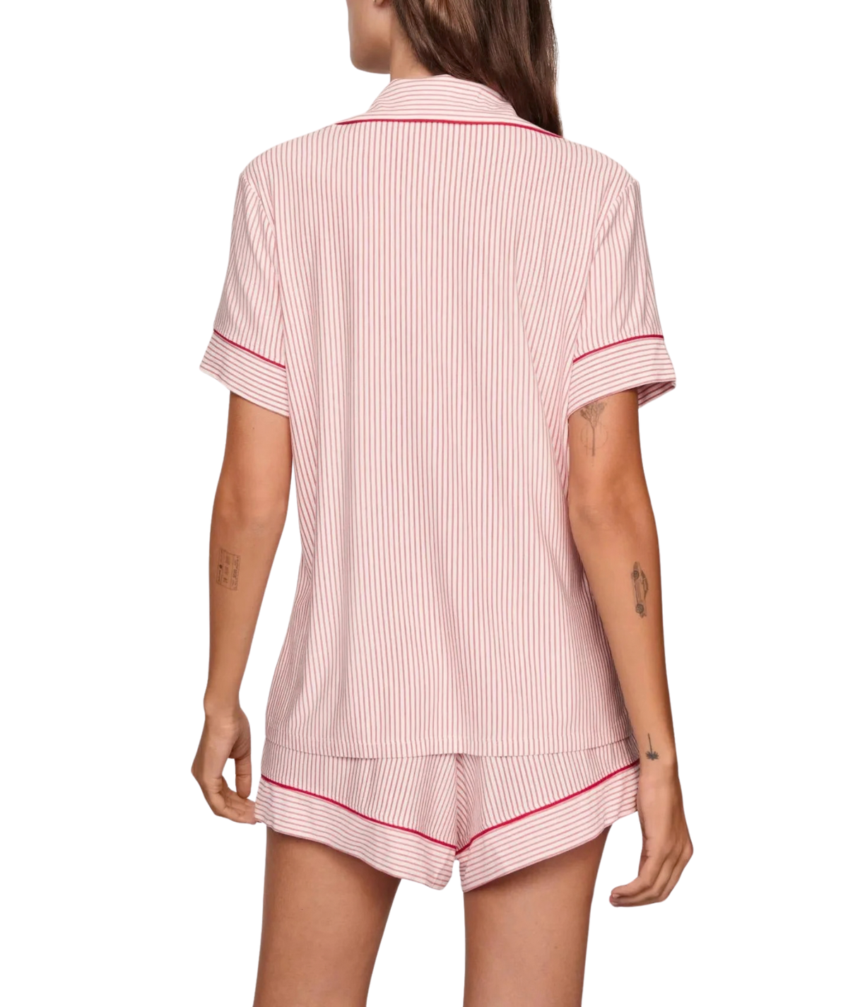 Eberjey Women Gisele Printed Relax Short PJ Set Duo Stripe Holly Red Accessories Eberjey