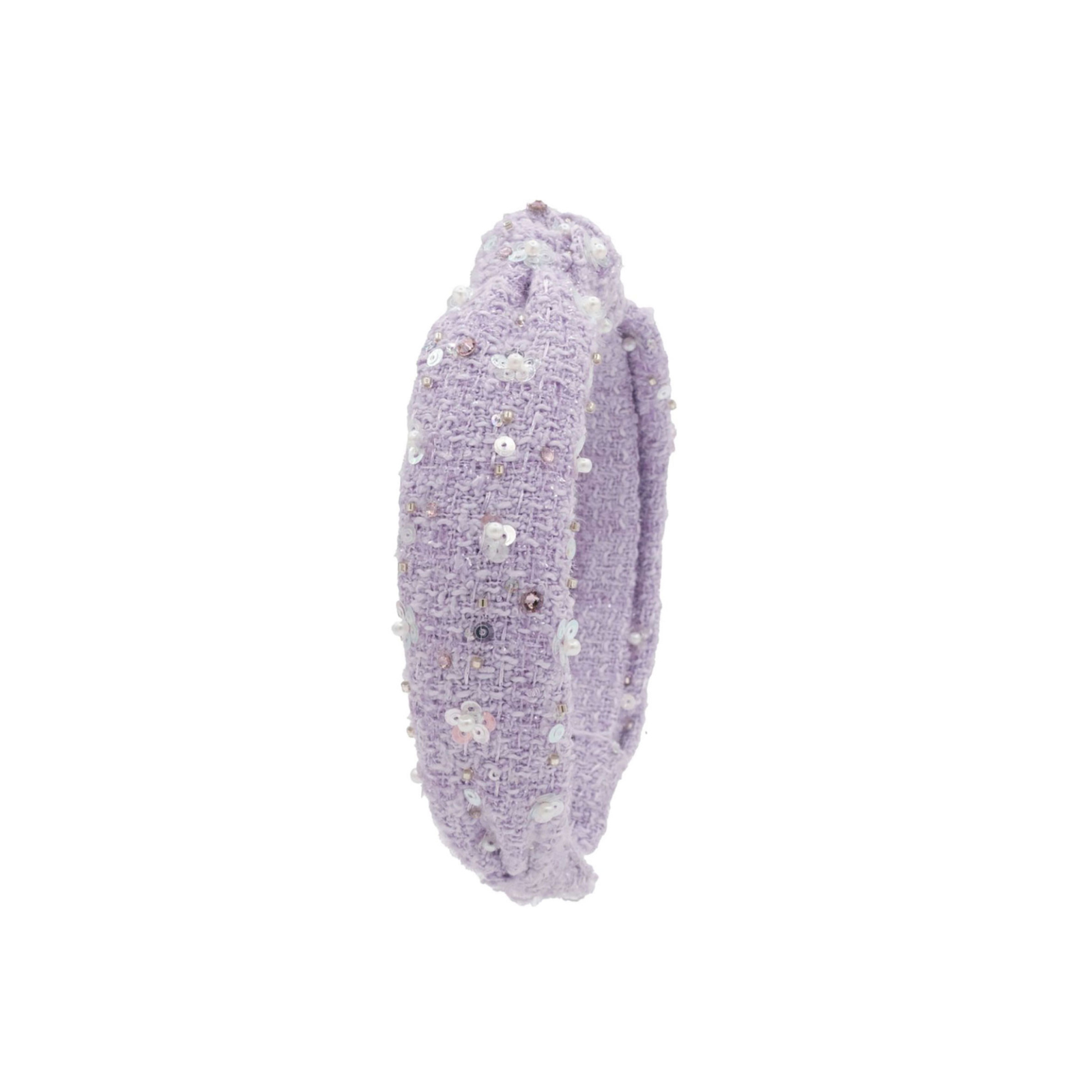 Bari Lynn Blair Tweed Sequin Pearl Knot Headband Accessories Bari Lynn Lavender One Size Fits Most (Y/7-Y/14)