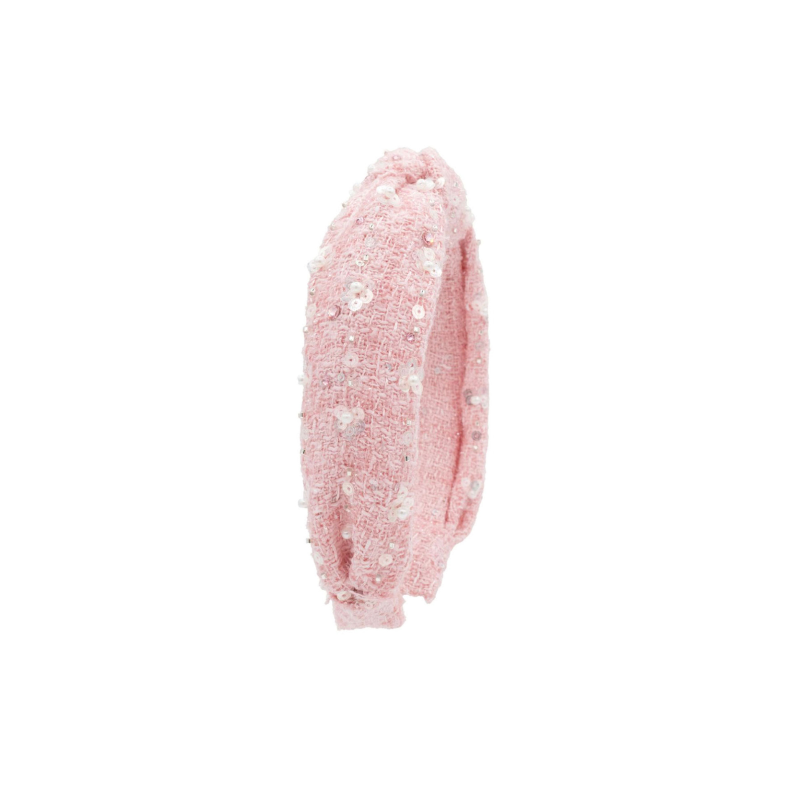 Bari Lynn Blair Tweed Sequin Pearl Knot Headband Accessories Bari Lynn Light Pink One Size Fits Most (Y/7-Y/14)