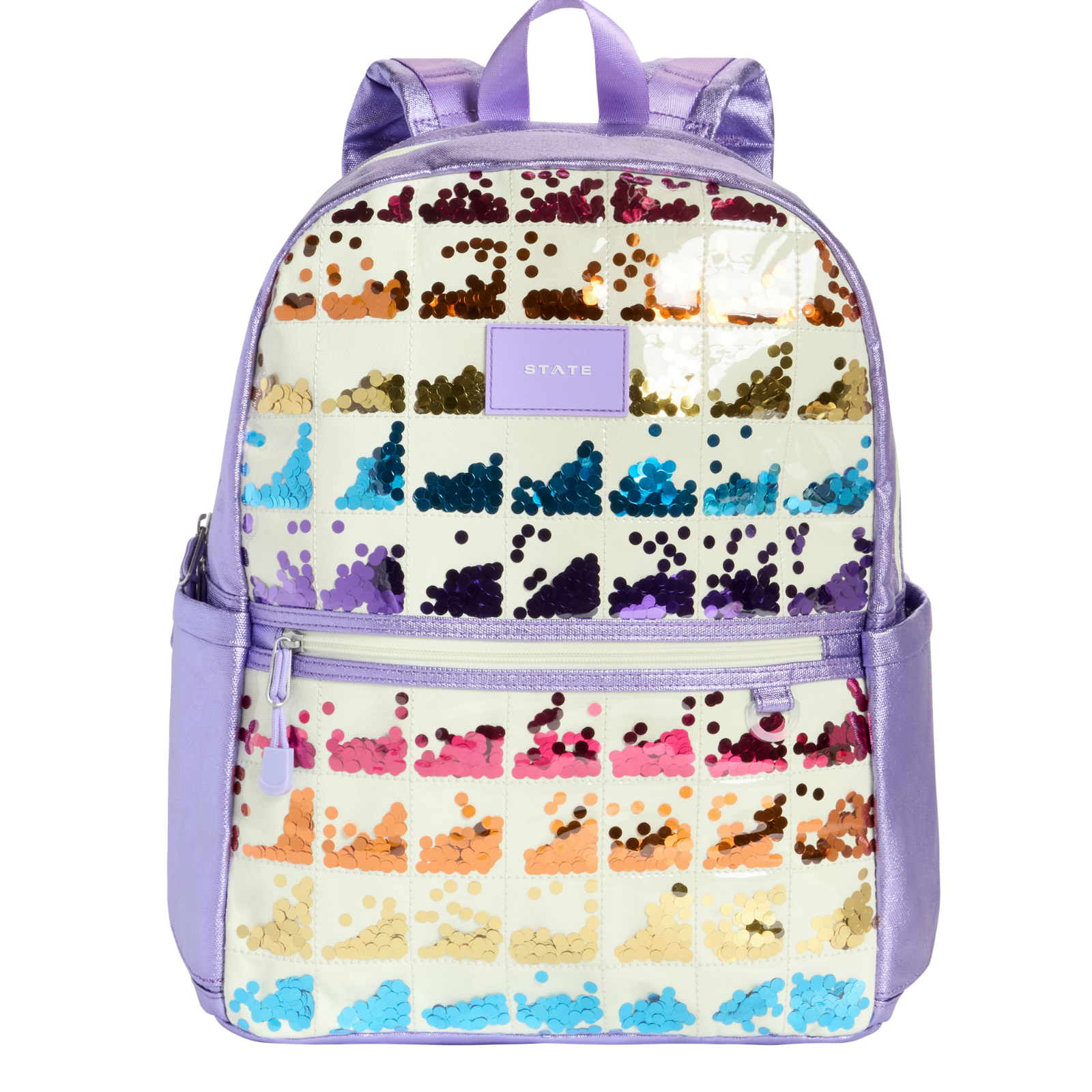State Bags Kane Kids Double Pocket Backpack Lilac Quilted Sequins Accessories State bags Multi