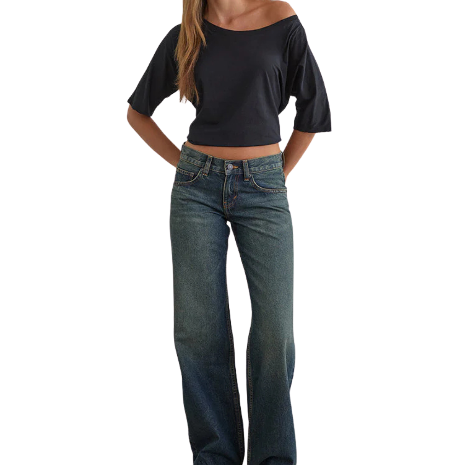 Motel Rocks Juniors Low Rise Parallel Jeans Dirty Green