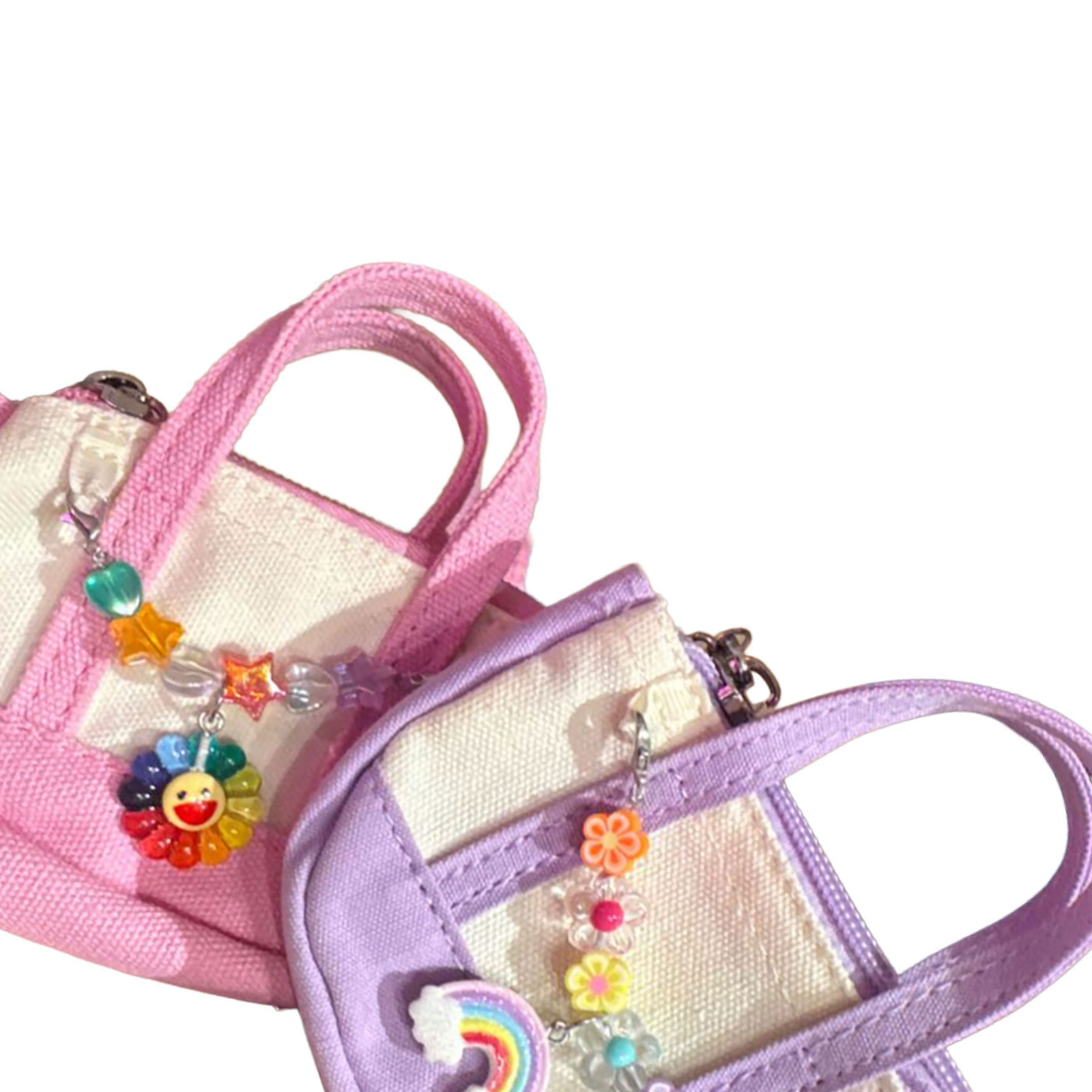Bari Lynn Daisy Mini Canvas Bag Key Chain/Card Holder Accessories Bari Lynn Pink