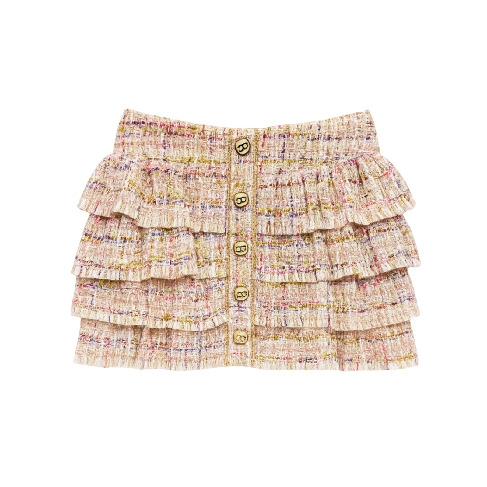 Katie J NYC Girls Mila Skirt Pink Lurex Boucle Girls Casual Bottoms Katie J NYC Pink Y/S (7/8)