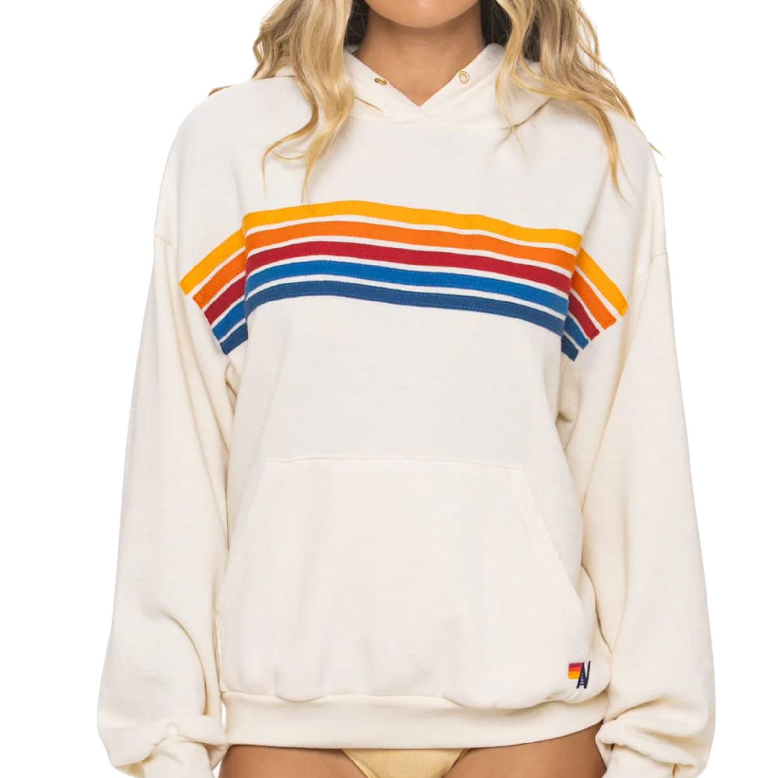 Aviator Nation Women 5 Stripe Relaxed Pullover Hoodie