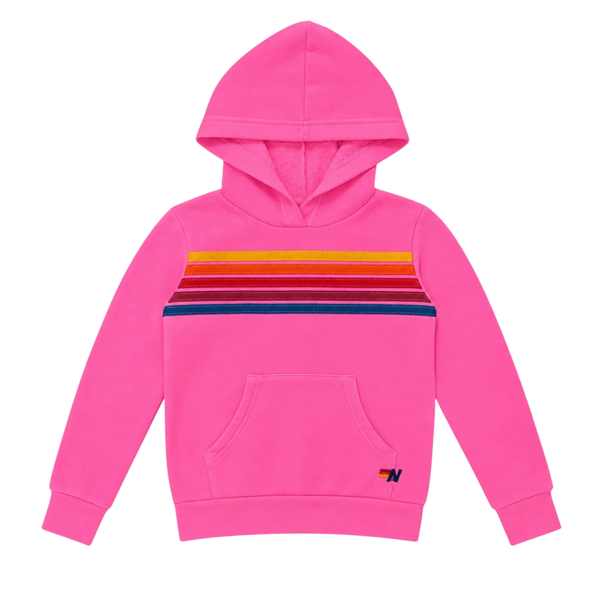 Aviator Nation Kids 5 Stripe Pullover Hoodie Neon Pink