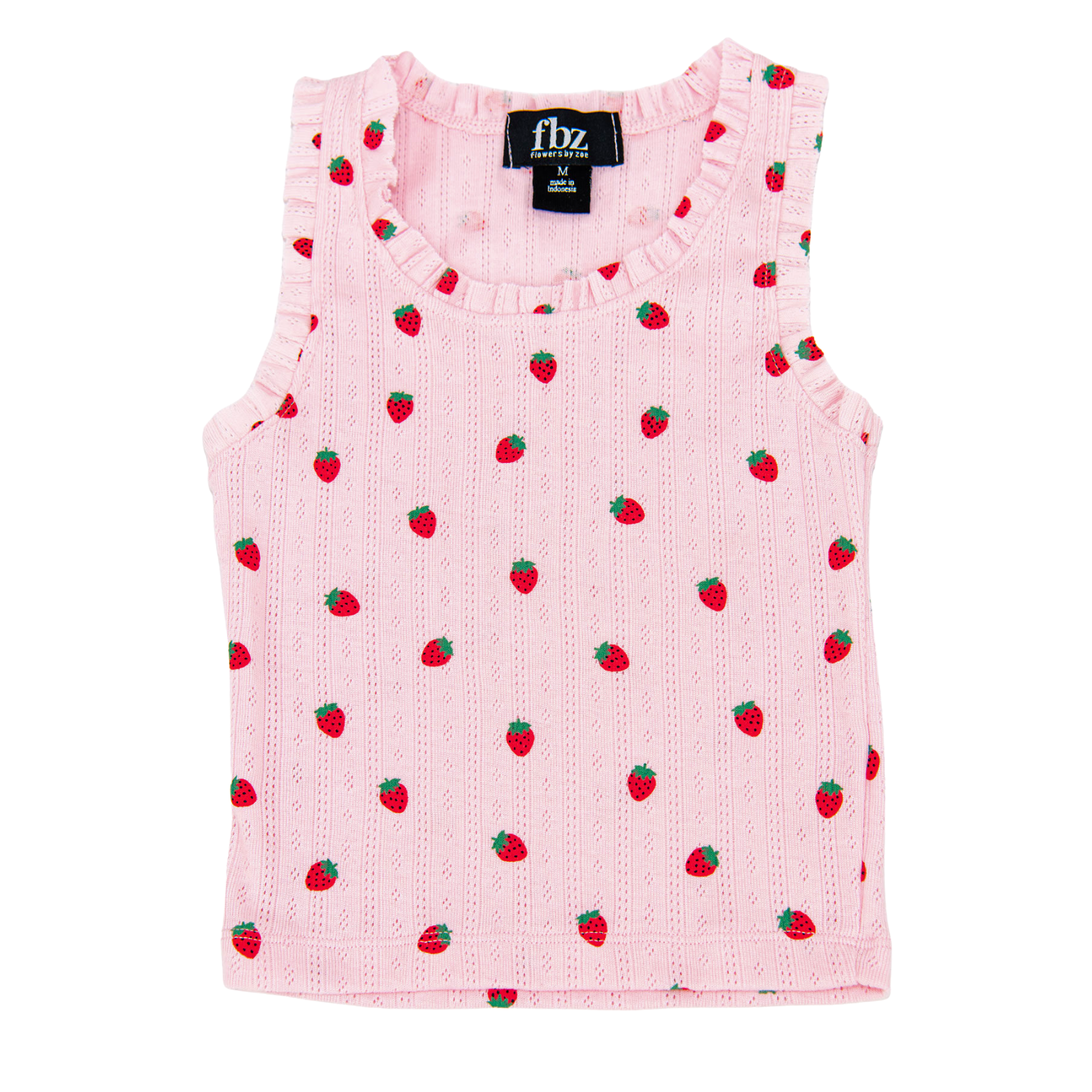 FBZ Girls Strawberry Pointelle Ruffle Tank